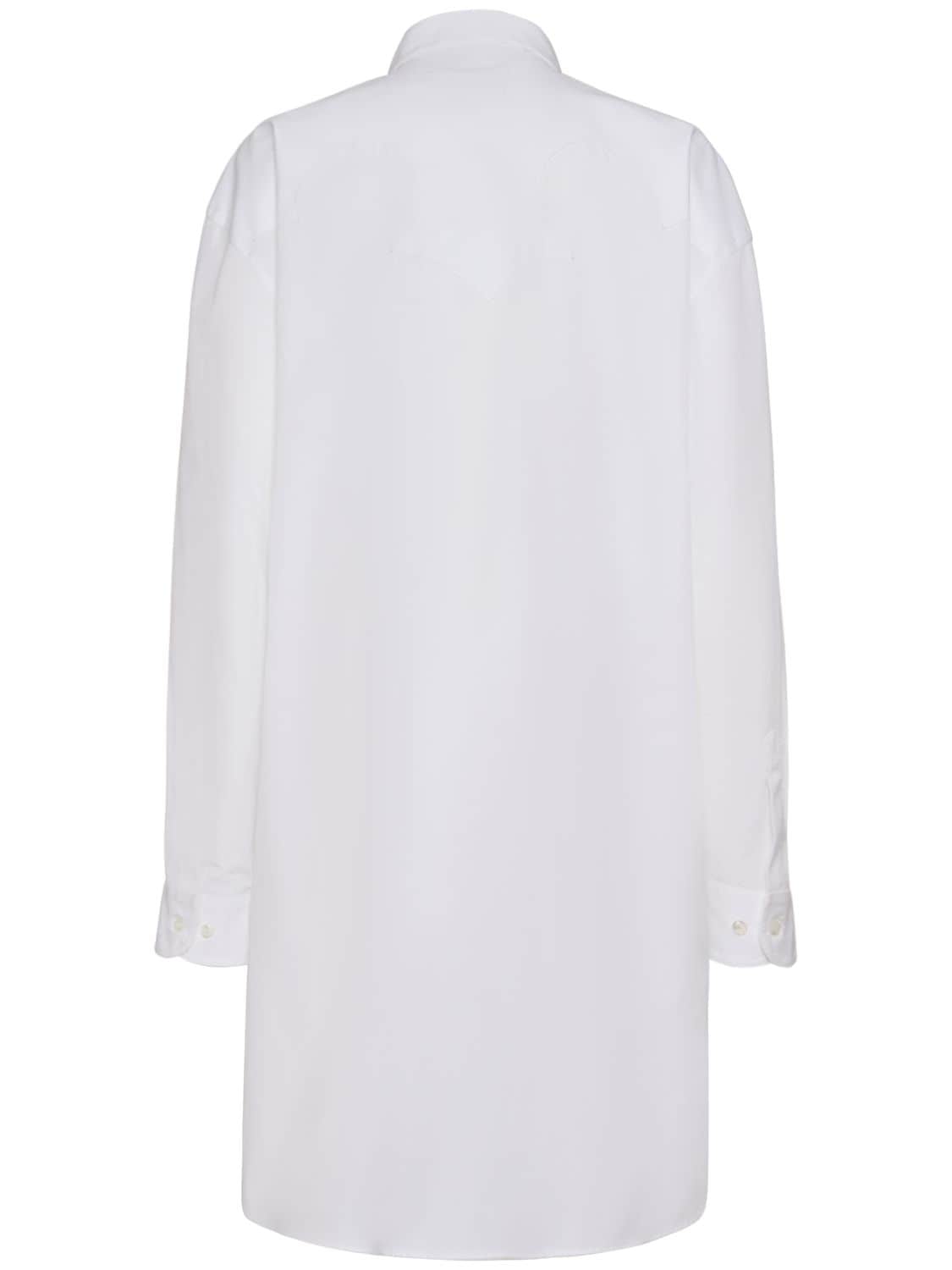 Shop Maison Margiela Oversize Cotton Poplin Long Shirt In White