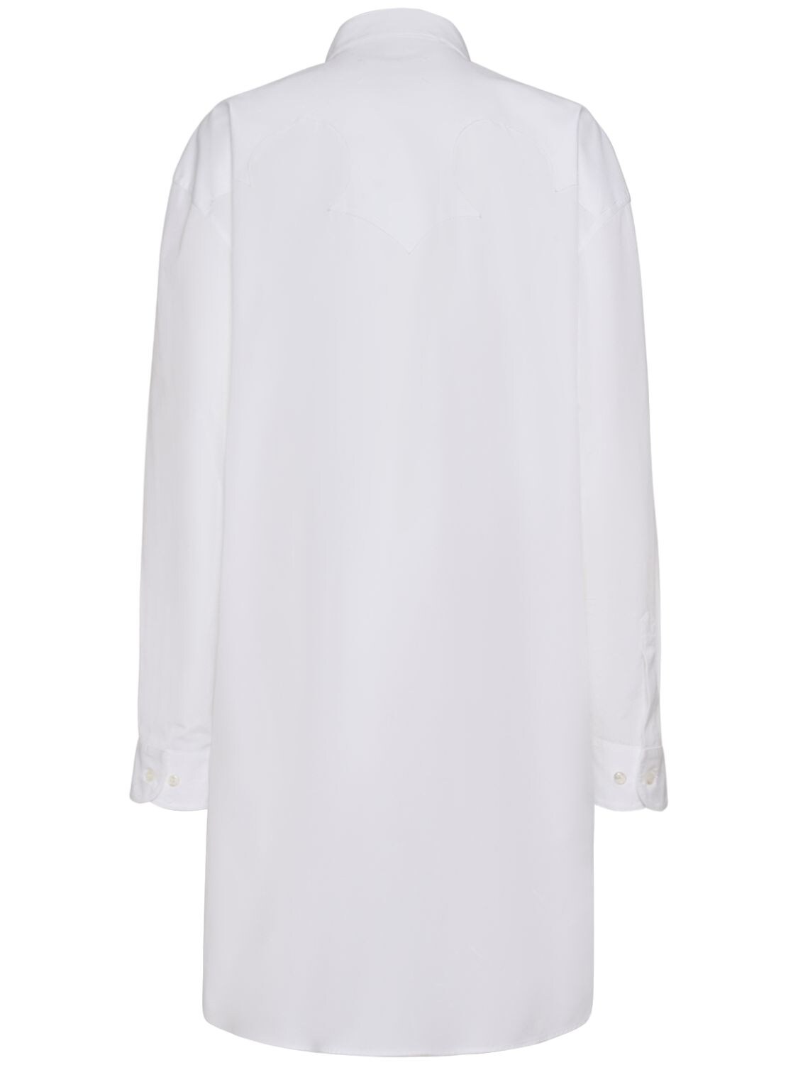 Shop Maison Margiela Oversize Cotton Poplin Long Shirt In White