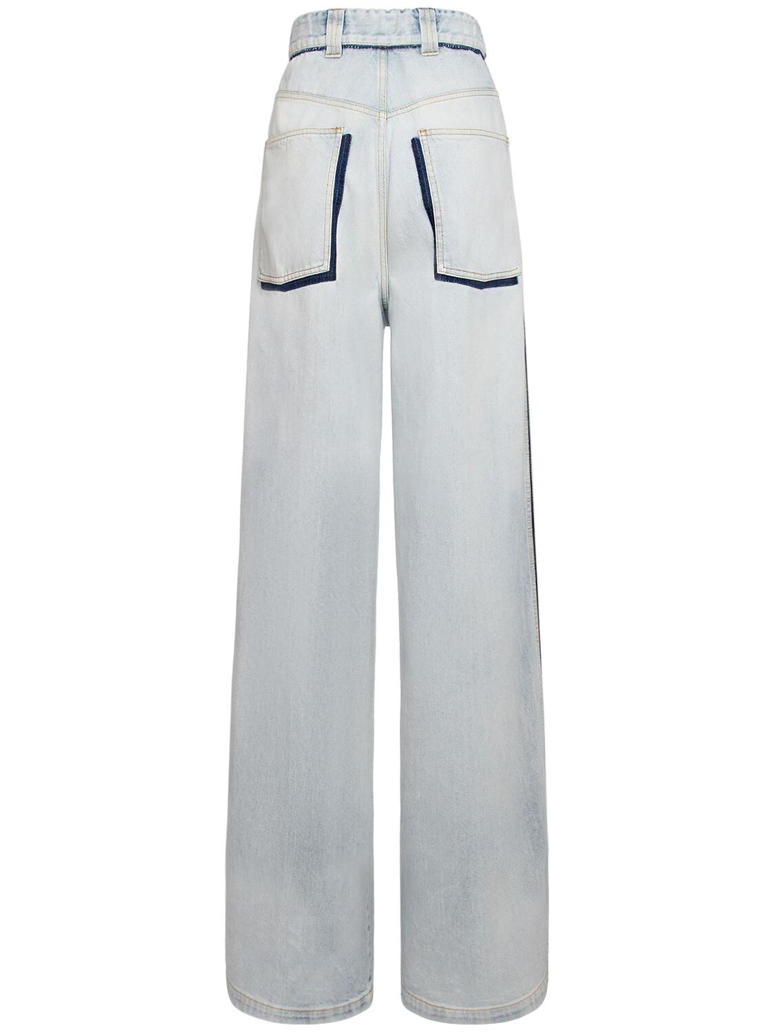 Shop Maison Margiela Japanese Denim Mid Waist Wide Jeans In Light Blue