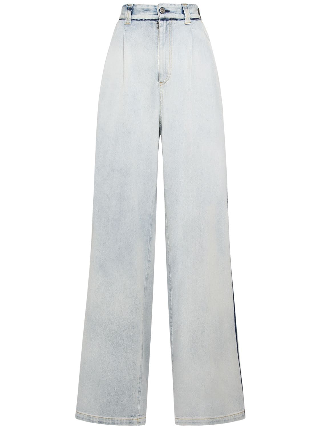 Image of Japanese Denim Mid Waist Wide Jeans