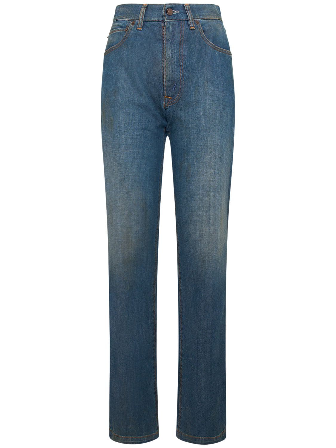 Shop Maison Margiela Five Pocket Straight Denim Jeans In Blue