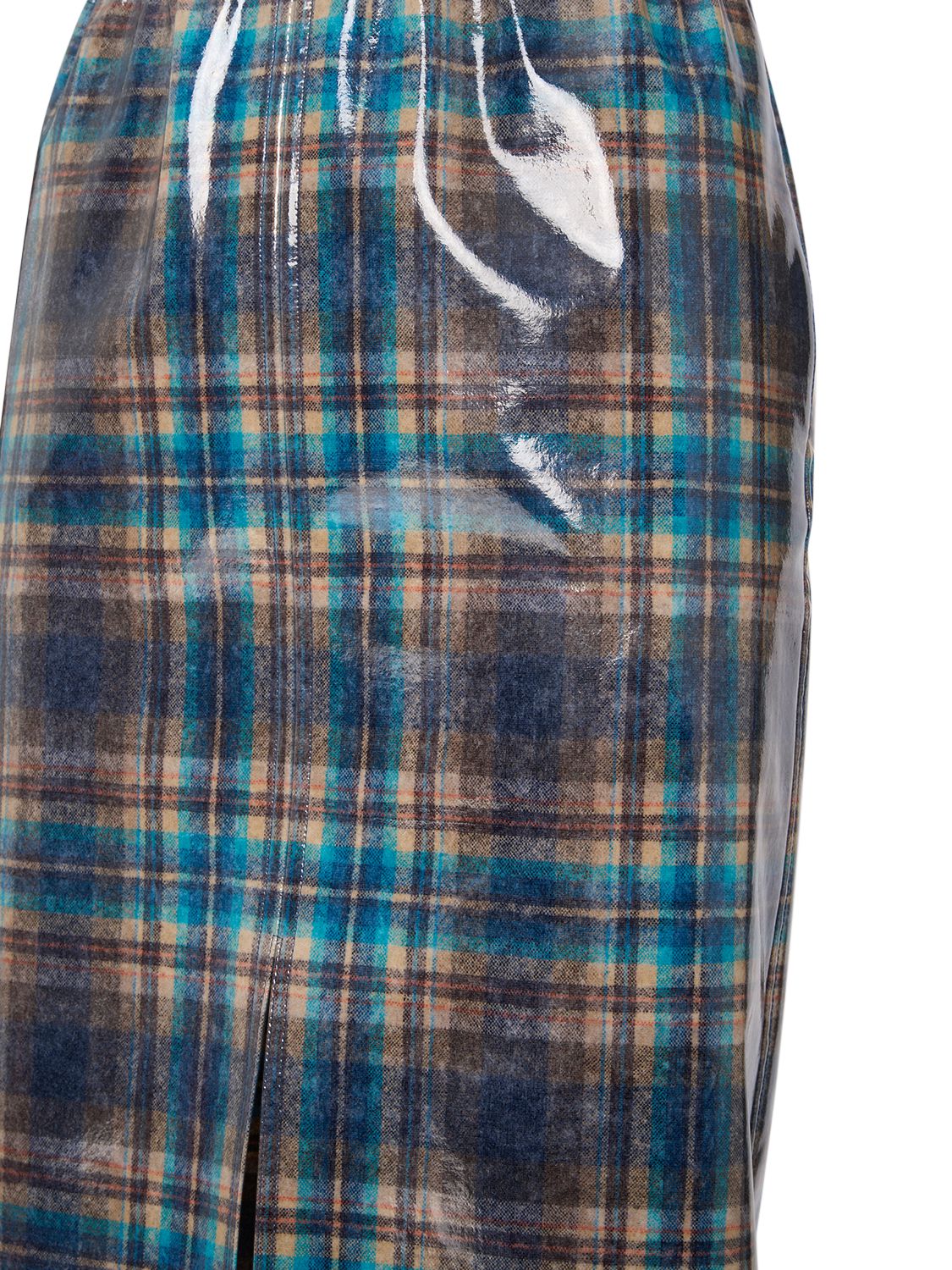 Shop Maison Margiela Check Printed Wool Midi Skirt In Multicolor