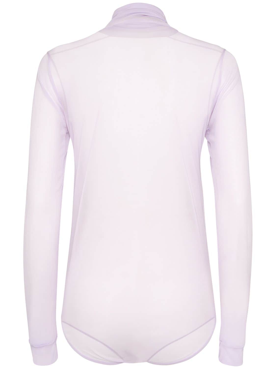 Shop Maison Margiela Viscose Jersey L/s Turtleneck Bodysuit In Lilac