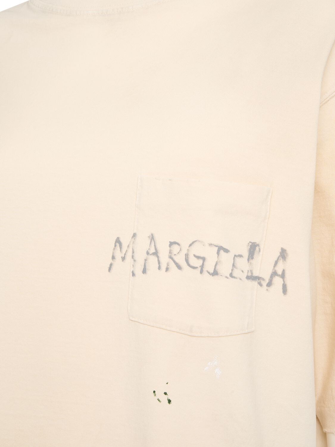Shop Maison Margiela Cotton Jersey Logo T-shirt In Ivory