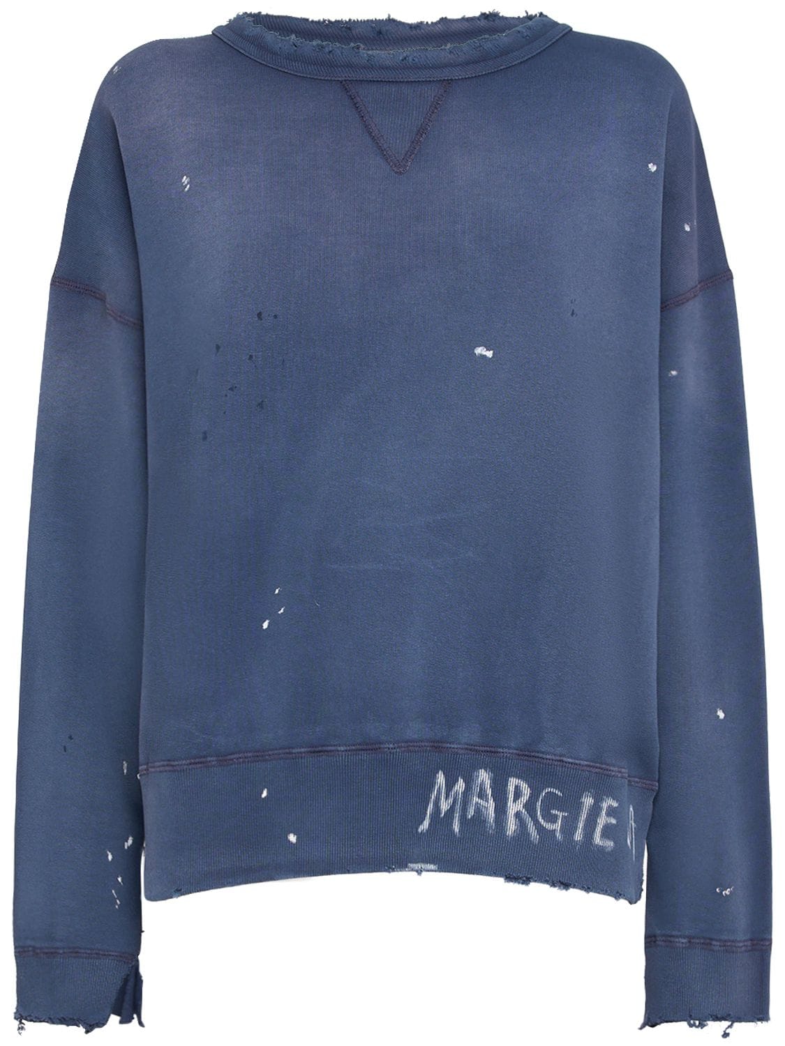 Maison Margiela Distressed Cotton Sweatshirt In Purple