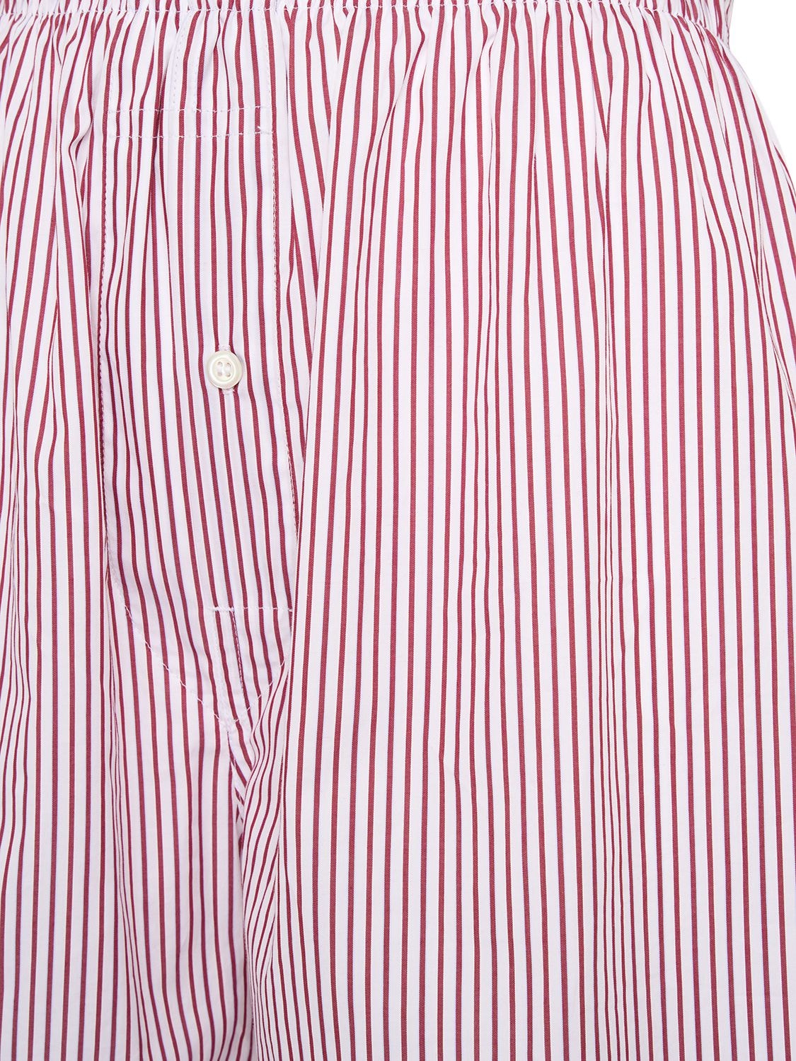 Shop Maison Margiela Striped Cotton Blend Jersey Boxer Shorts In White,red