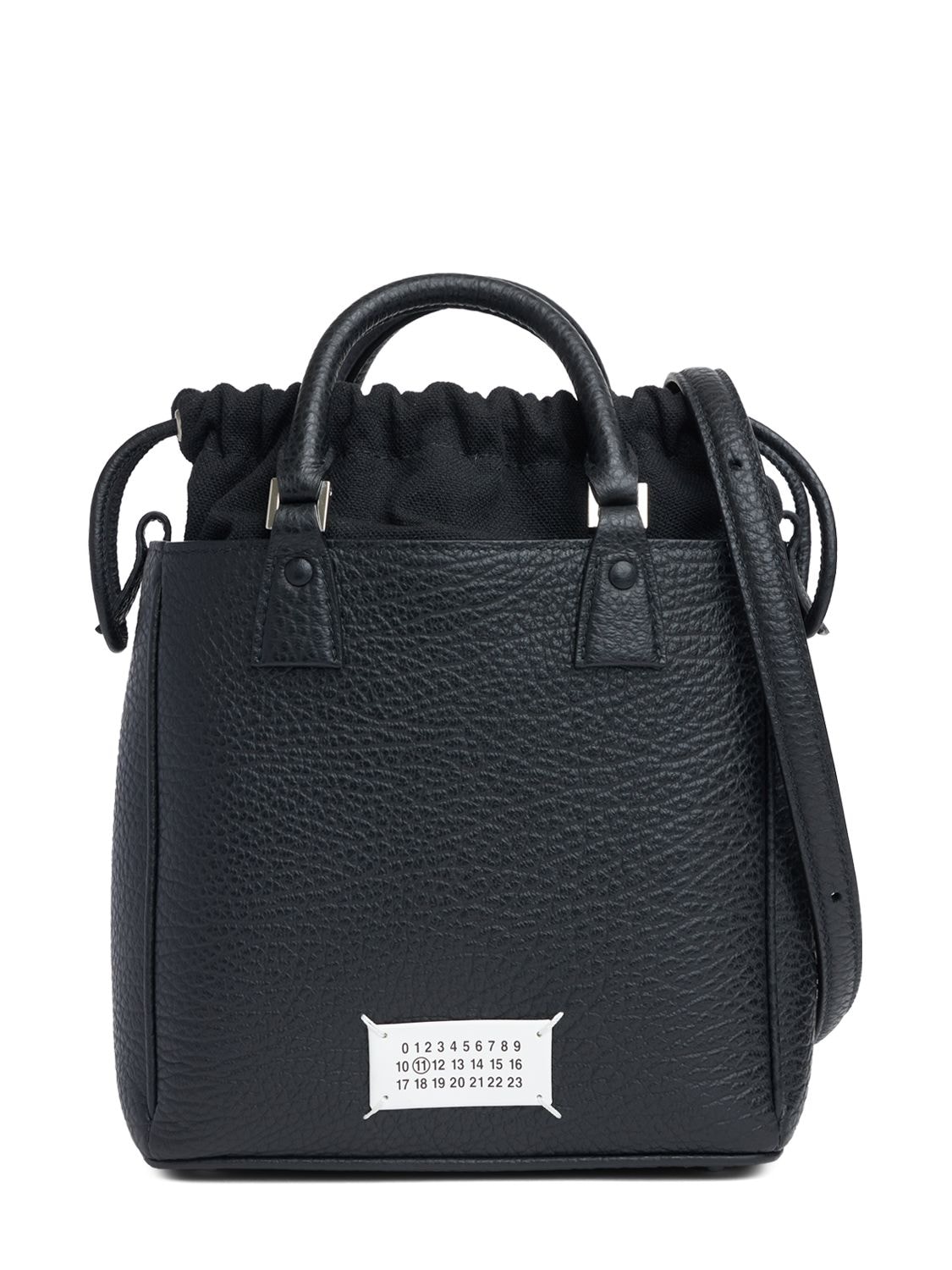 Maison Margiela 5ac Tote Vertical Grained Leather Bag In Black