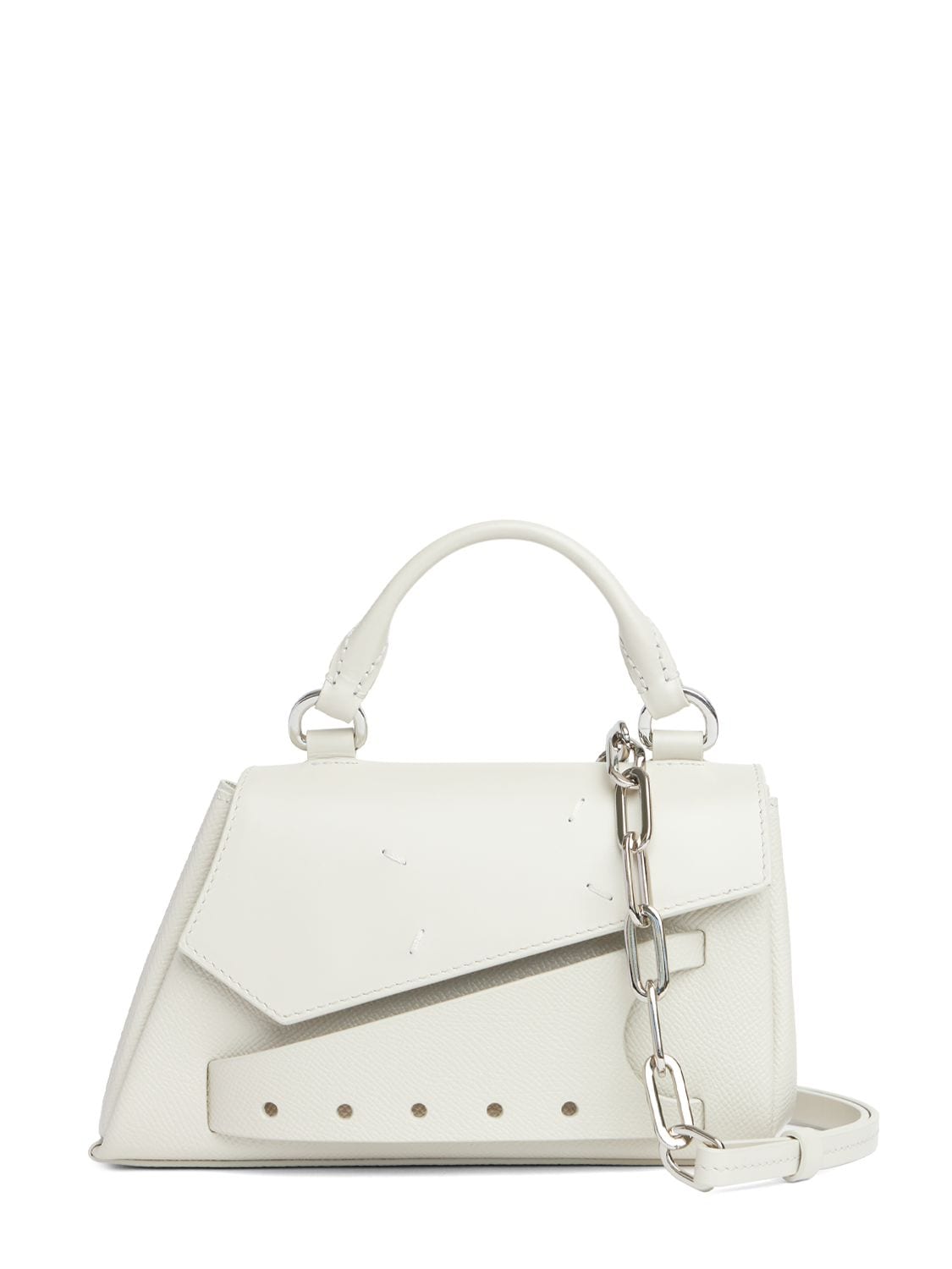 Maison Margiela Micro Asymmetric Snatched Top Handle Bag In Greige