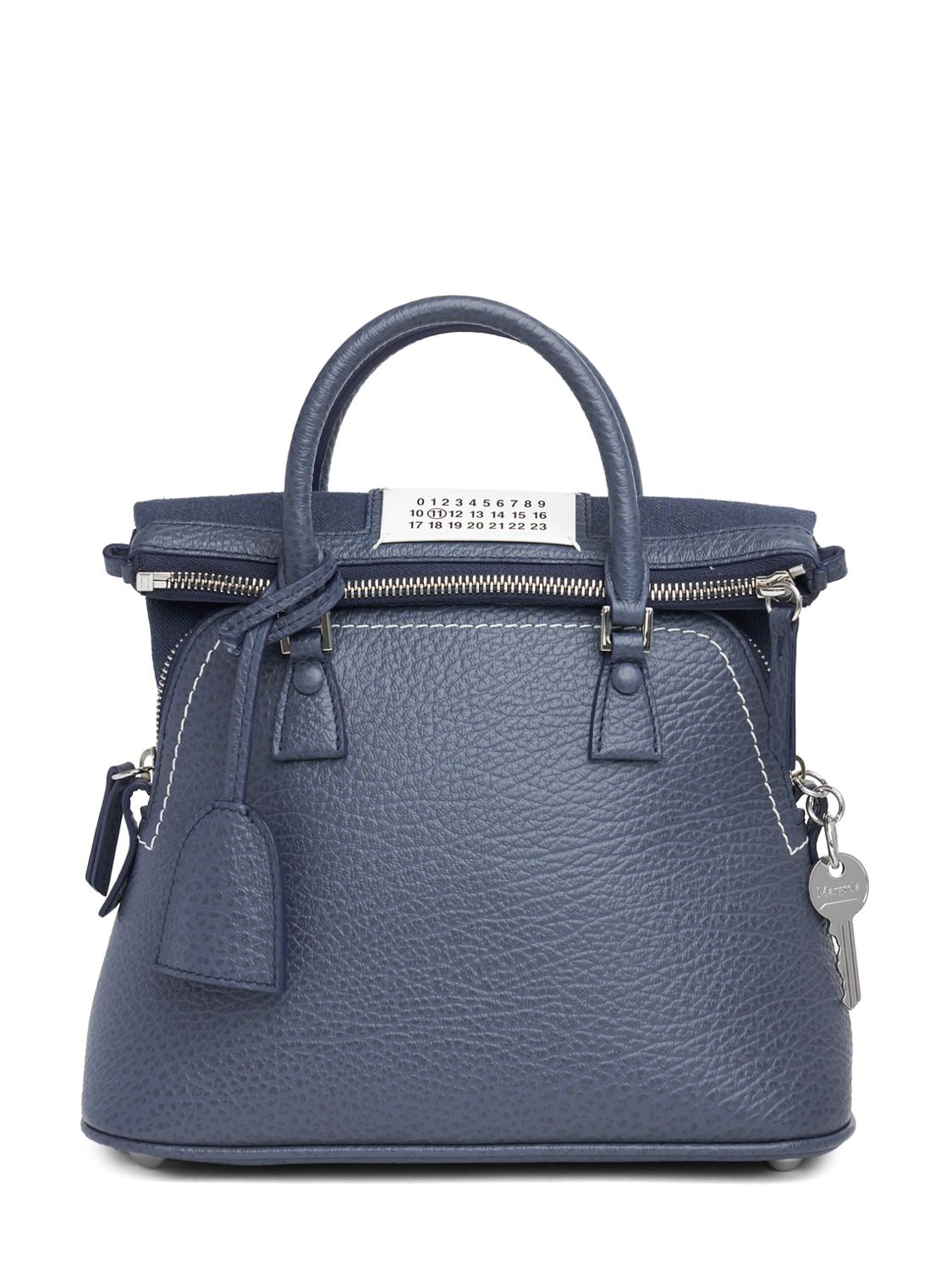 Maison Margiela 5ac Mini Grained Leather Top Handle Bag In Grey