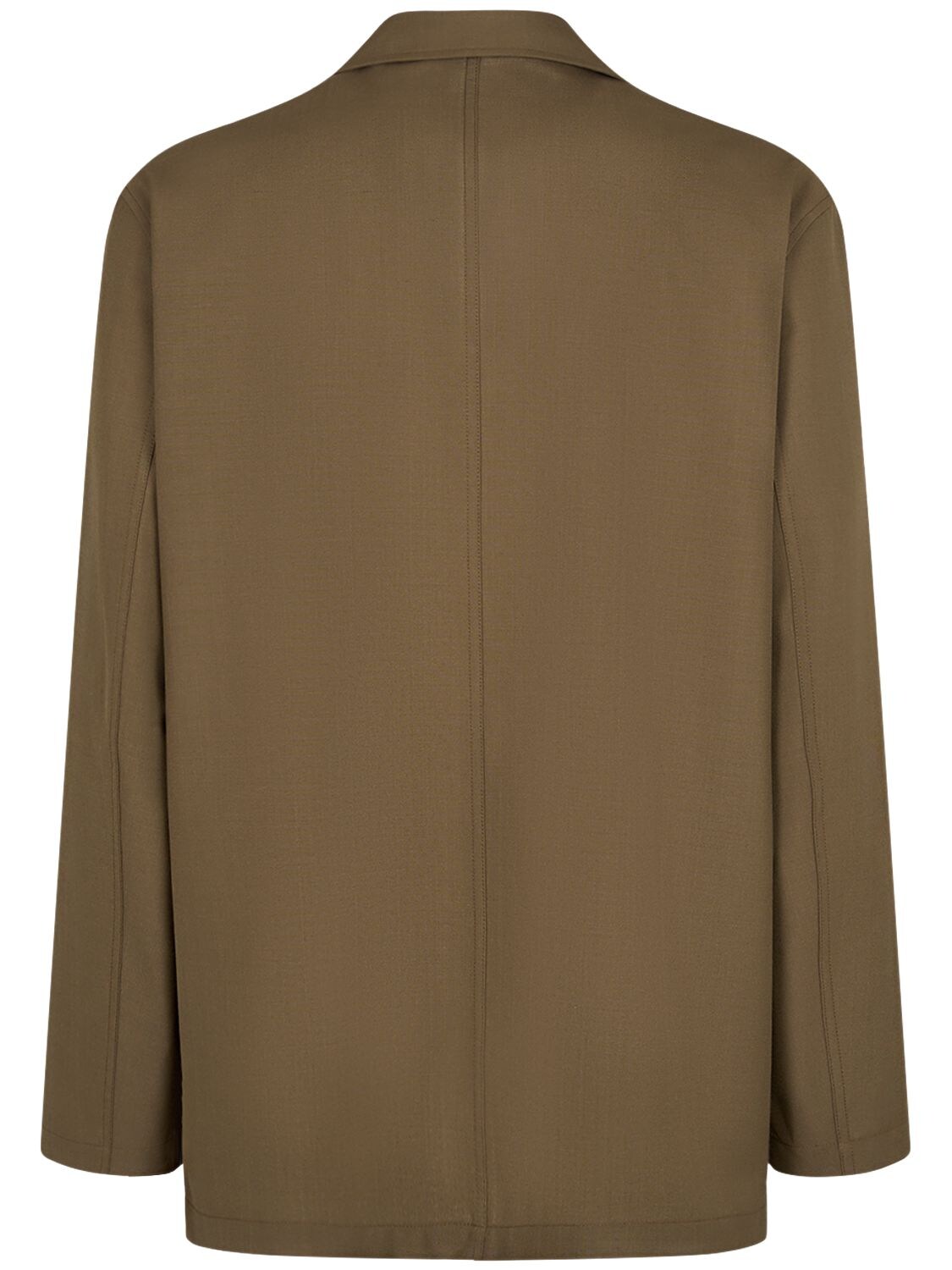 Shop Lemaire Double Breast Wool Blend Jacket In Khaki