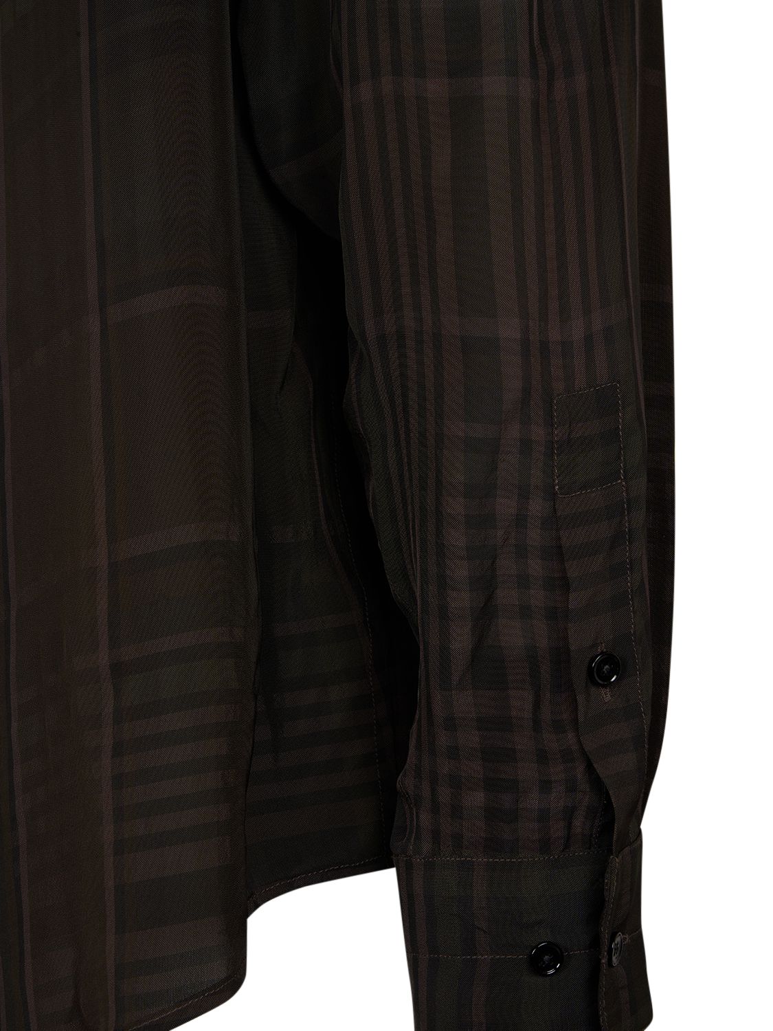 Shop Lemaire Check Print Viscose Shirt In Black,brown