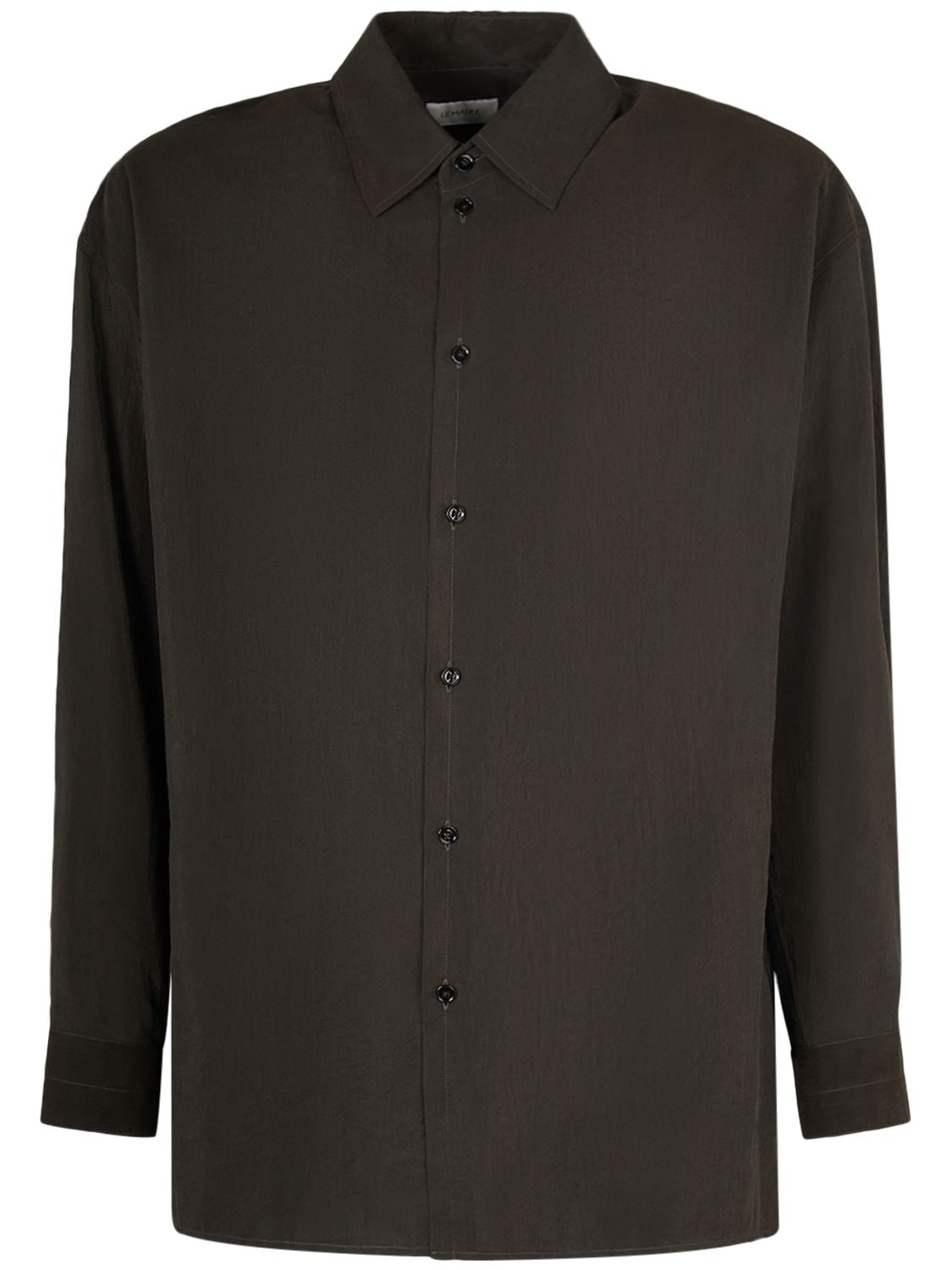 Lemaire Twisted Silk Blend Shirt In Brown