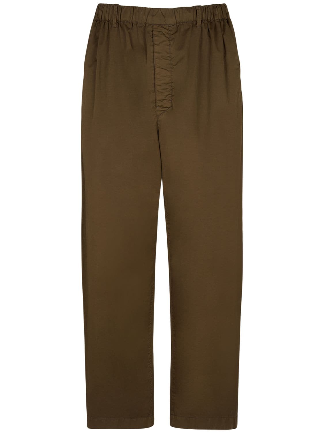 Lemaire Stretch Waist Loose Cotton Pants In Tobacco