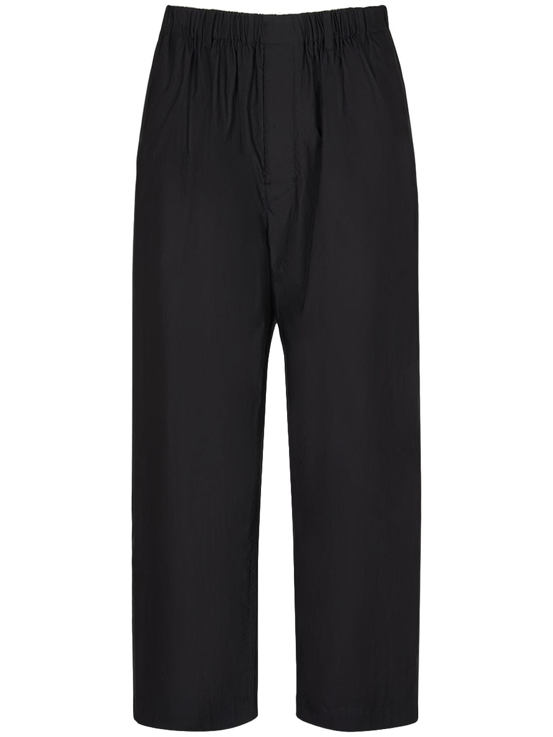 Lemaire Stretch Waist Loose Cotton & Silk Pants In Black