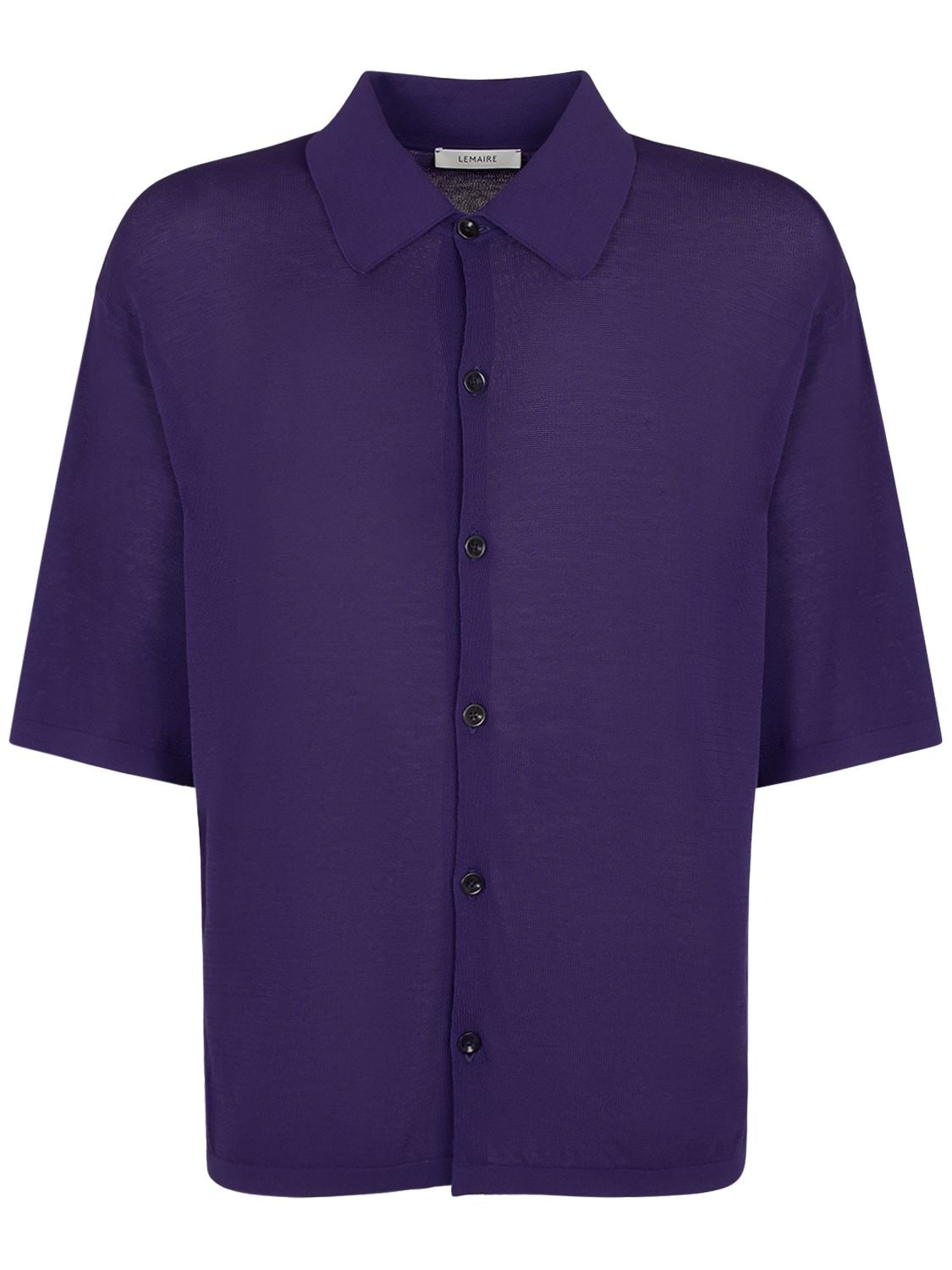 Shop Lemaire Cotton Knit S/s Polo Shirt In Purple