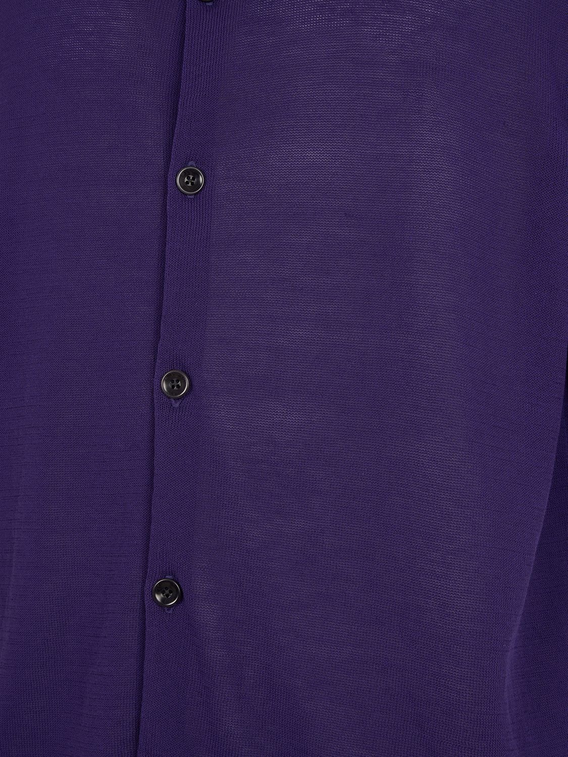 Shop Lemaire Cotton Knit S/s Polo Shirt In Purple