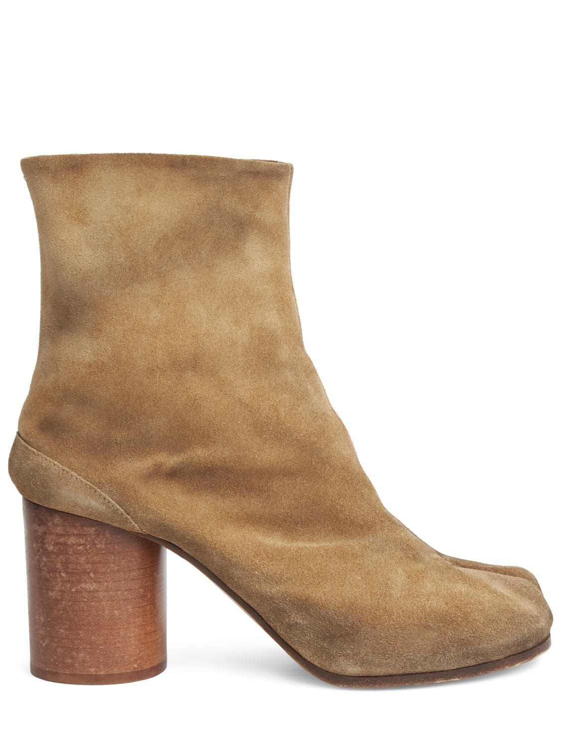 Maison Margiela 80mm Tabi Suede Ankle Boots In Light Brown