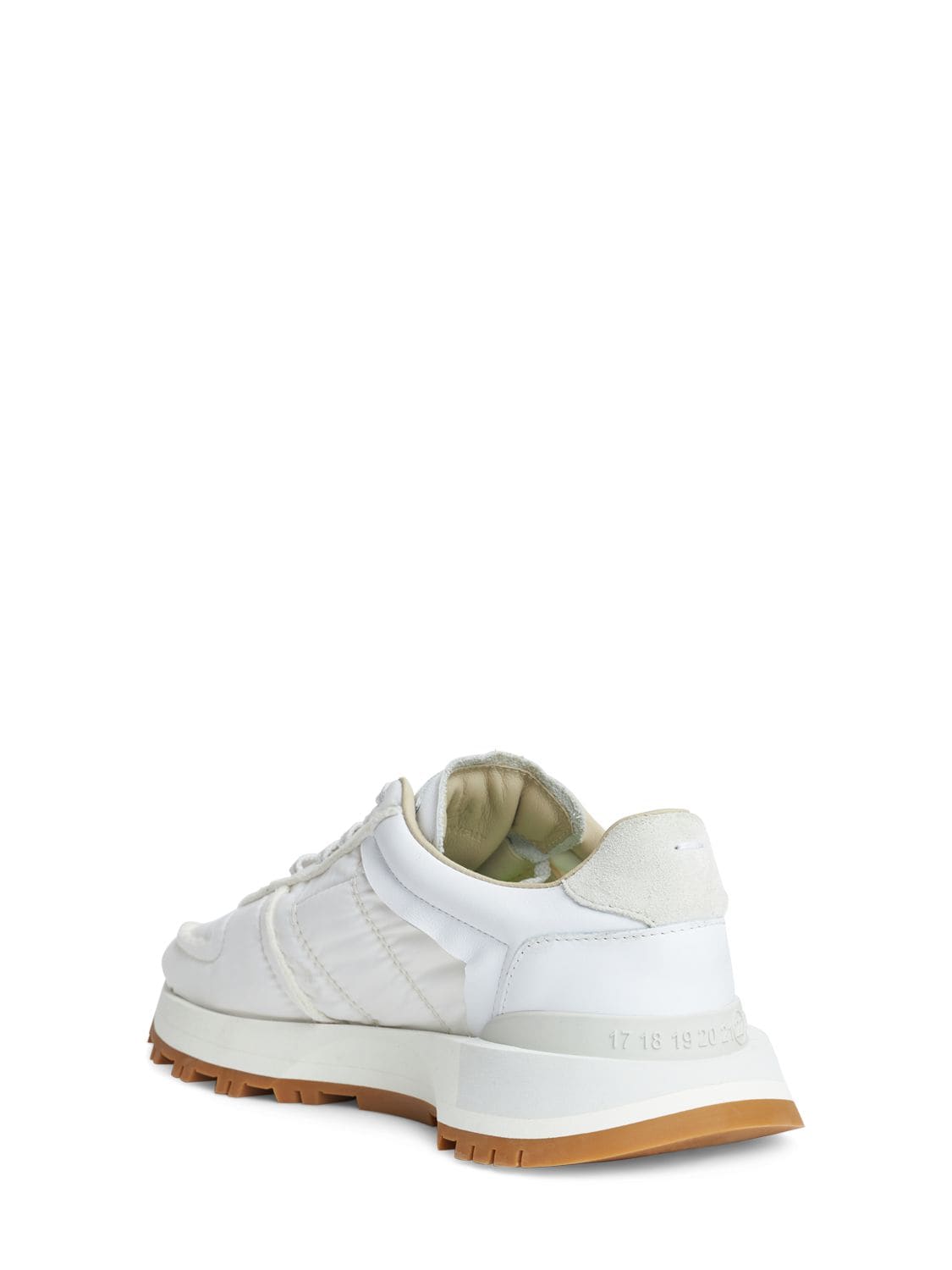 Shop Maison Margiela 50/50 Leather & Nylon Sneakers In Off White