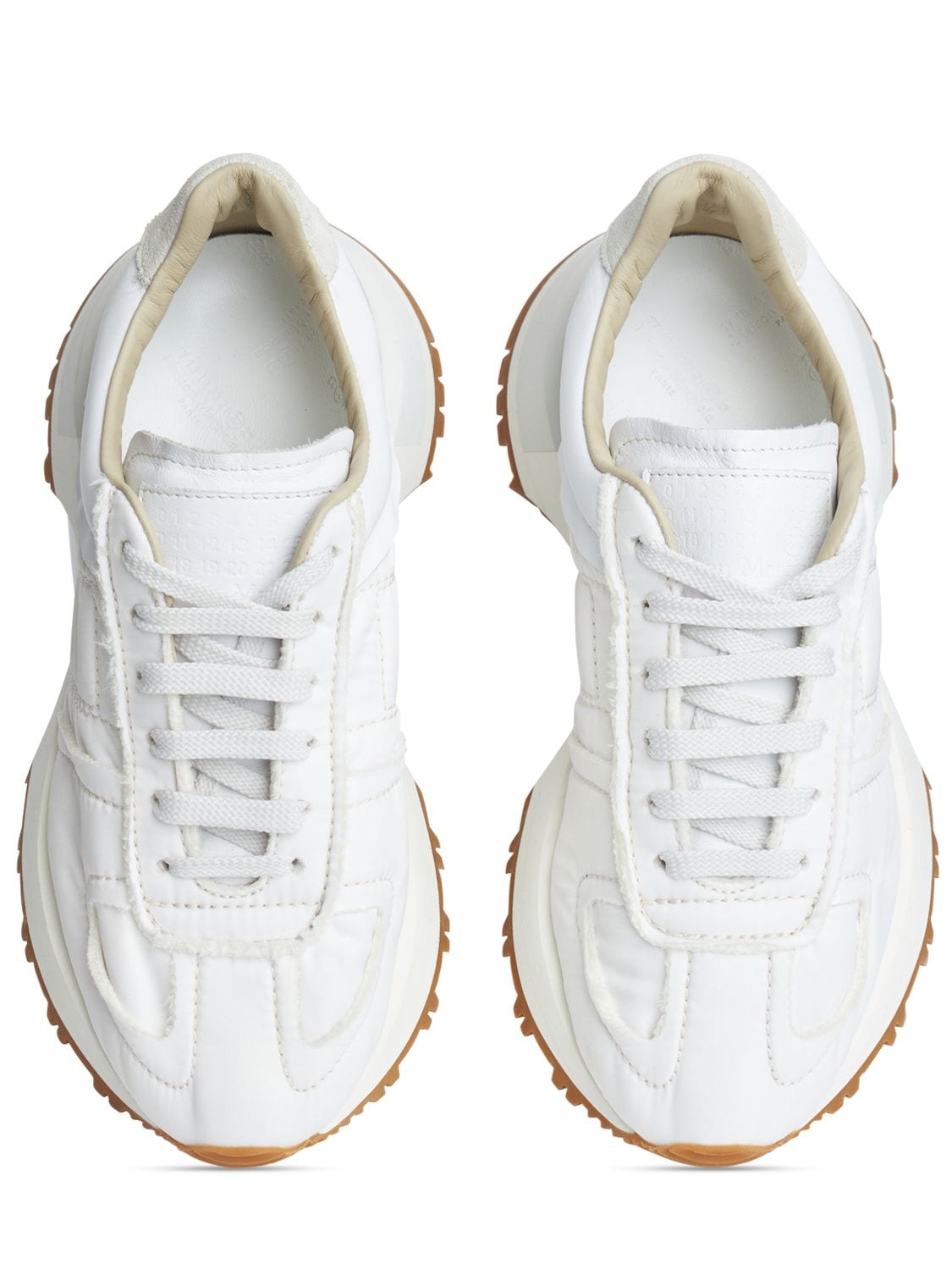 Shop Maison Margiela 50/50 Leather & Nylon Sneakers In Off White