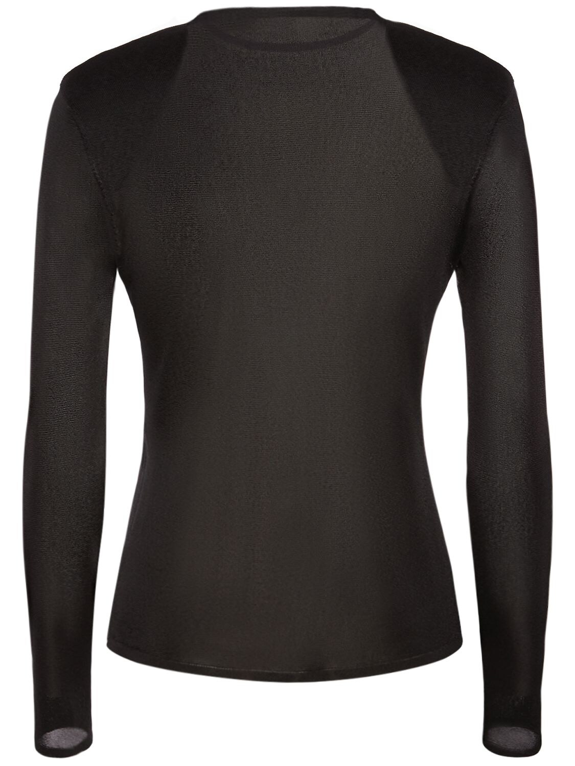 Shop Tom Ford Viscose Jersey Padded Shoulder L/s Top In Black