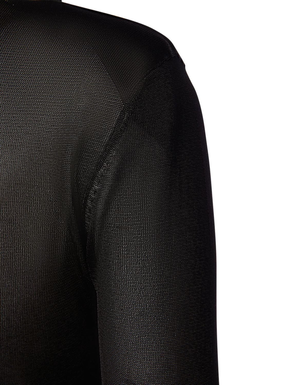 Shop Tom Ford Viscose Jersey Padded Shoulder L/s Top In Black