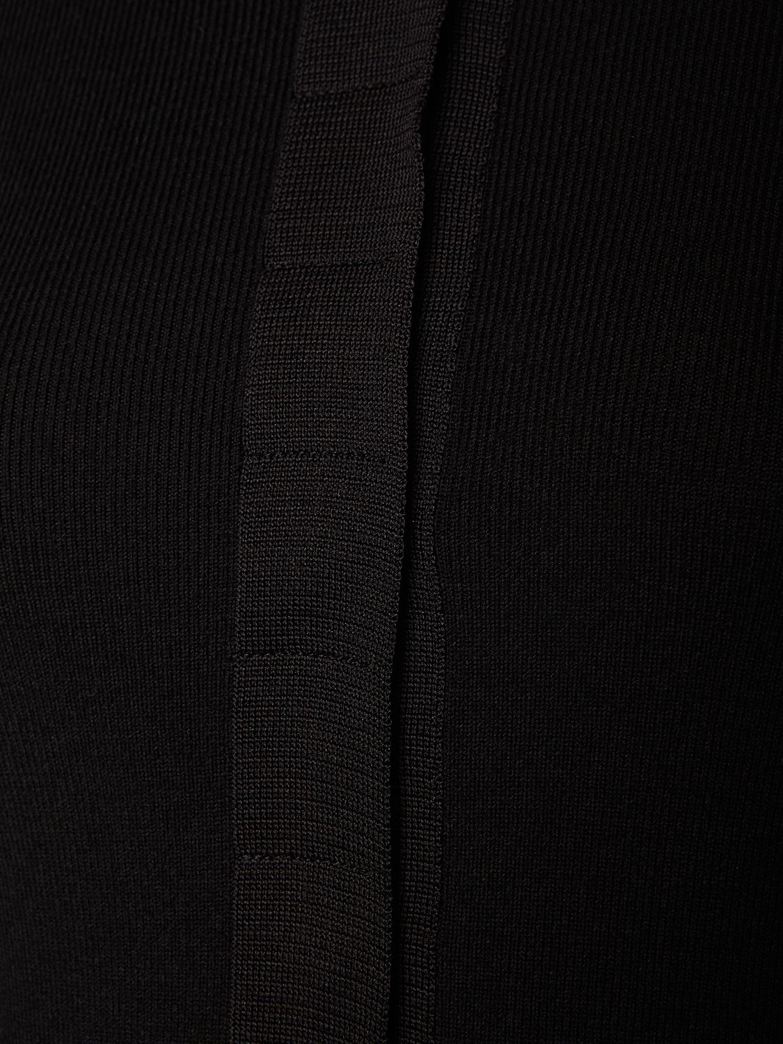 Shop Tom Ford Stretch Wool L/s Midi Polo Dress In Black
