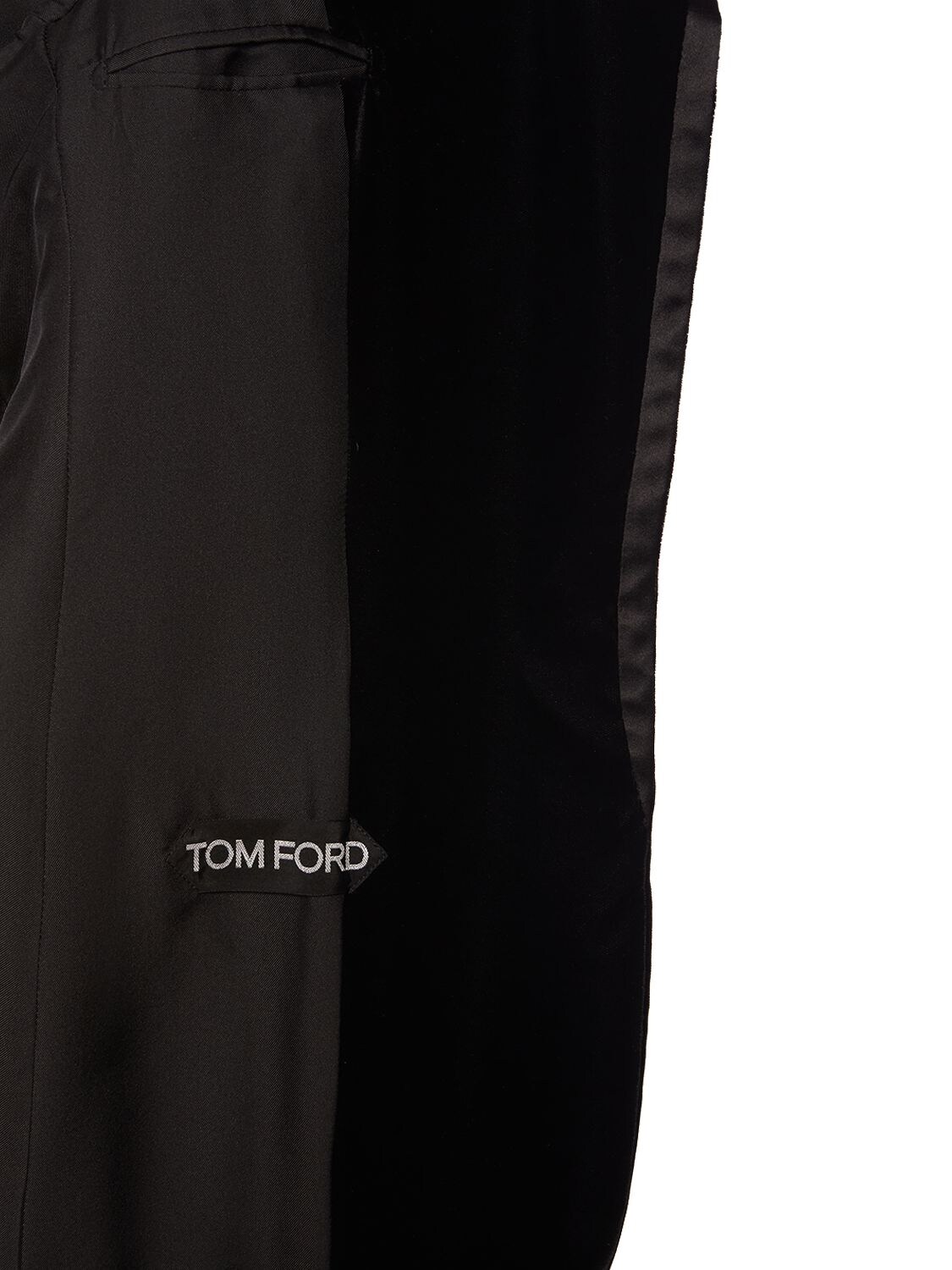 Shop Tom Ford Velvet Single Breast Jacket W/ Silk Trim In Black