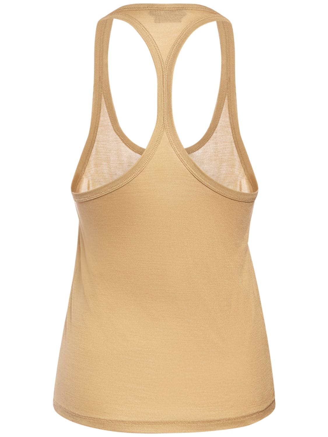 Shop Tom Ford Ribbed Silk Sleeveless Top In Beige