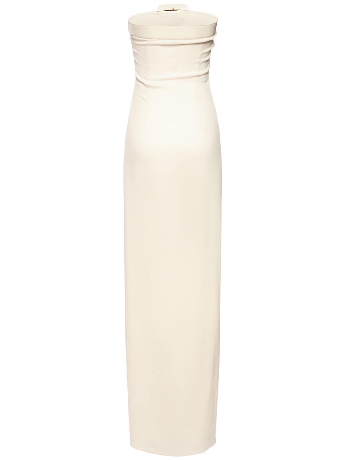 Shop Tom Ford Strapless Viscose Maxi Dress W/ Slit In Ivory