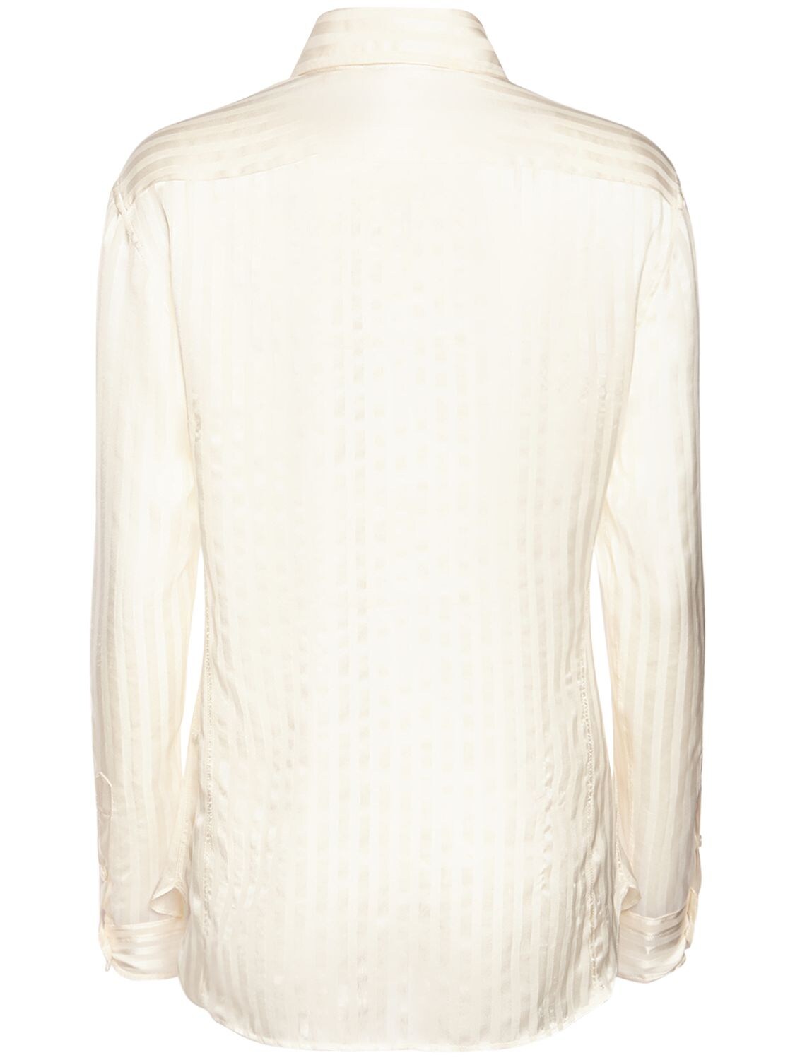 Shop Tom Ford Pinstriped Silk Shirt In Multi Ivory