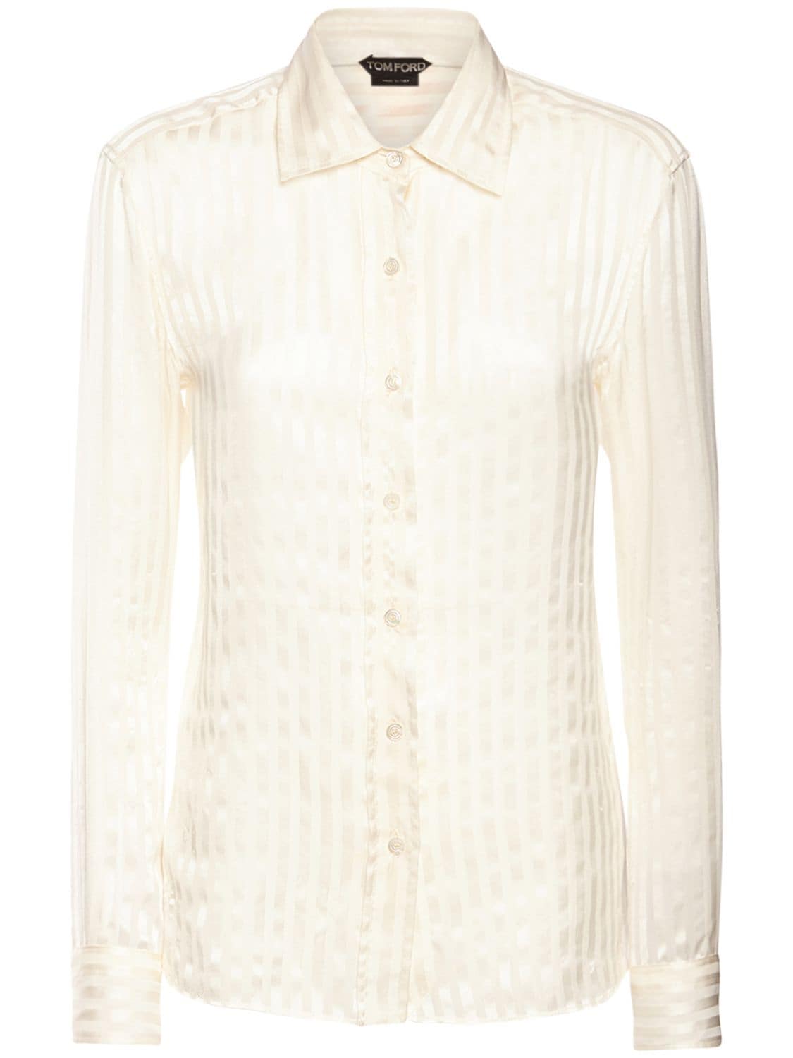 Tom Ford Pinstriped Silk Shirt In Multi Ivory