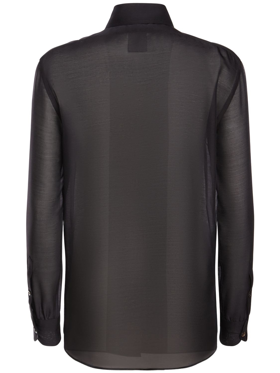 Shop Tom Ford Silk Satin Shirt W/ Pleated Front In Black