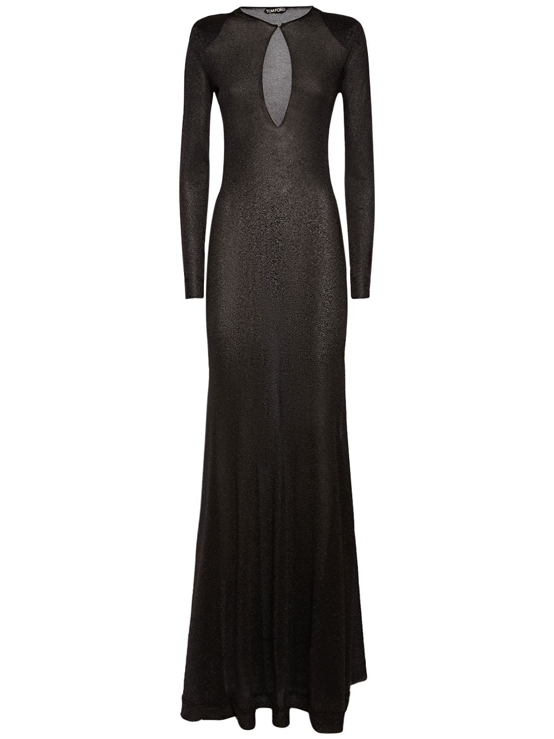Tom Ford Lurex Viscose Jersey Long Dress W/cutout In Black