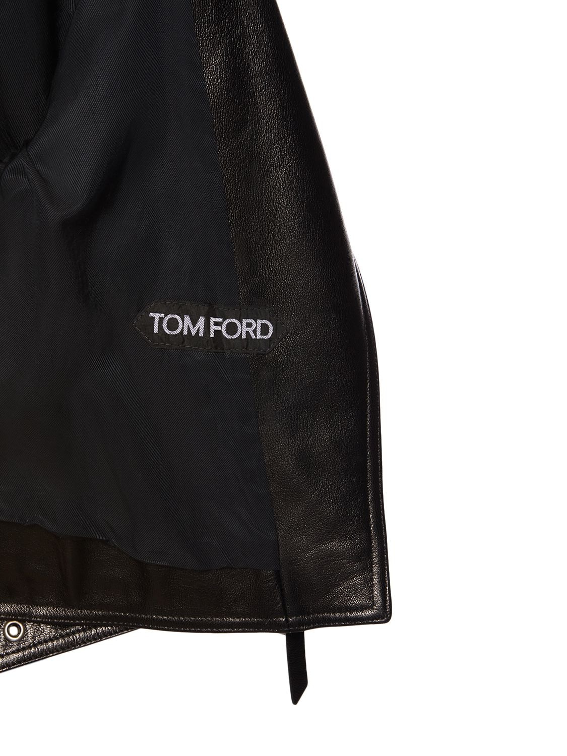 Shop Tom Ford Leather Biker Jacket W/ Zips In Black