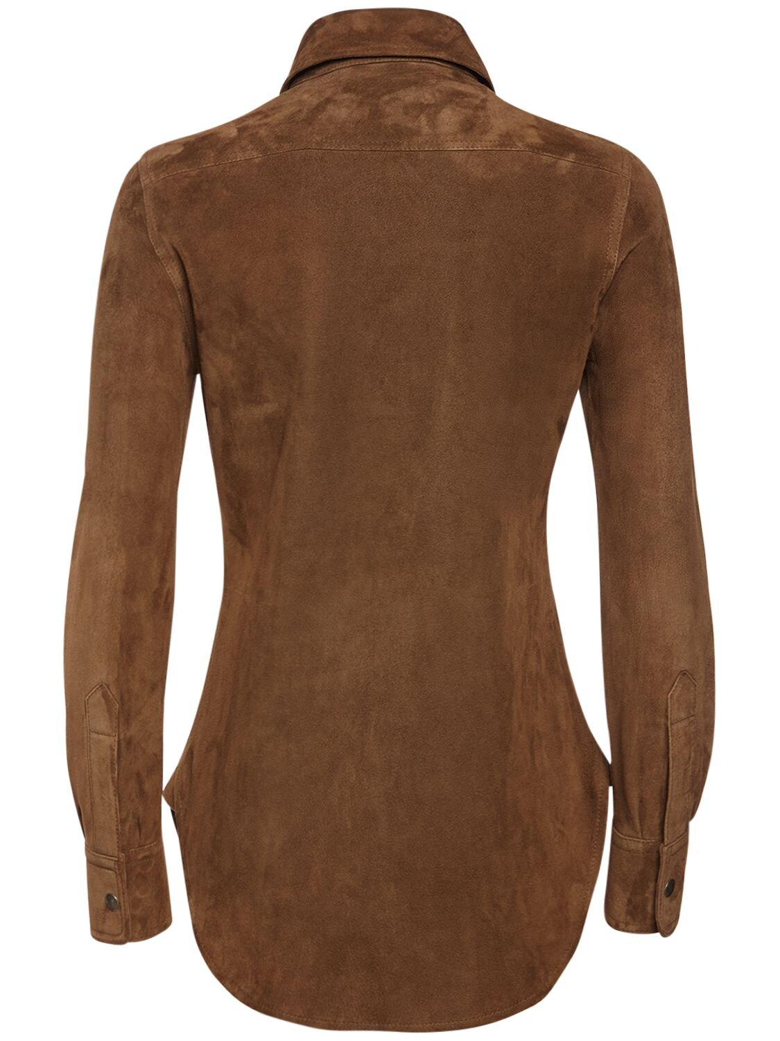 Shop Tom Ford Leather & Suede Shirt In Sepia