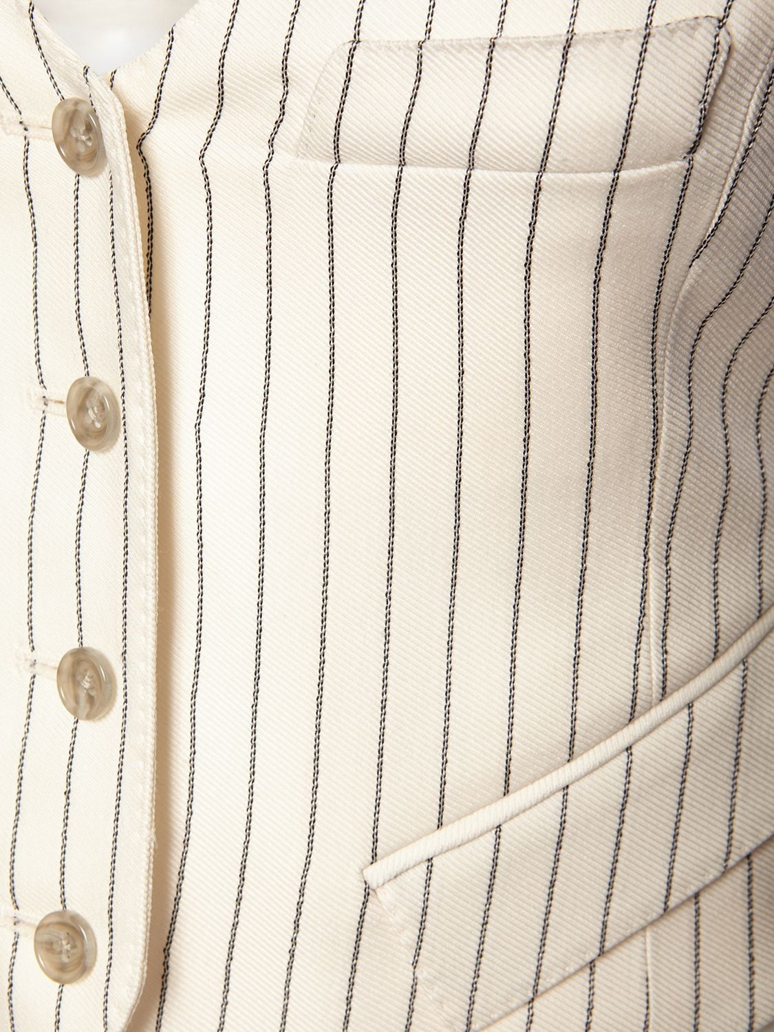 Shop Tom Ford Wool & Silk Pinstriped Sleeveless Vest In Multi Ivory