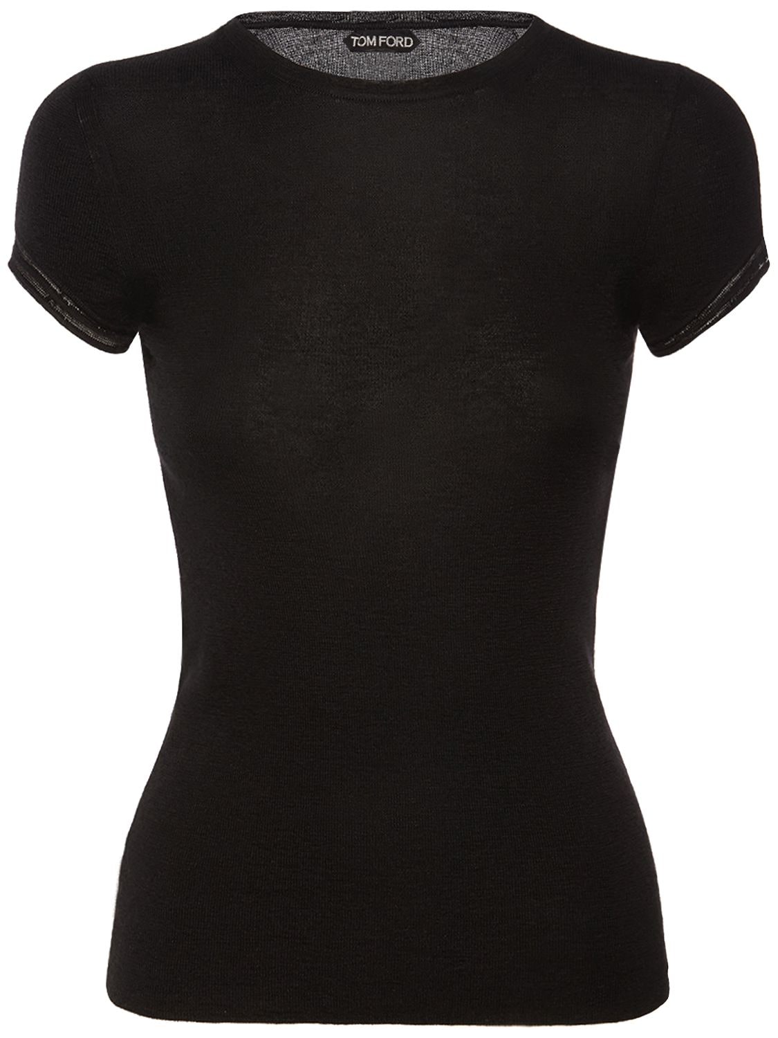 Tom Ford Cashmere & Silk Knit Short Sleeve Top In Black
