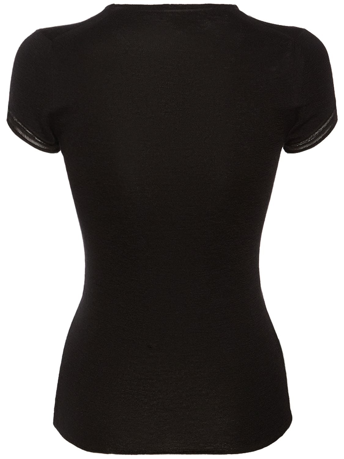 Shop Tom Ford Cashmere & Silk Knit Short Sleeve Top In Black