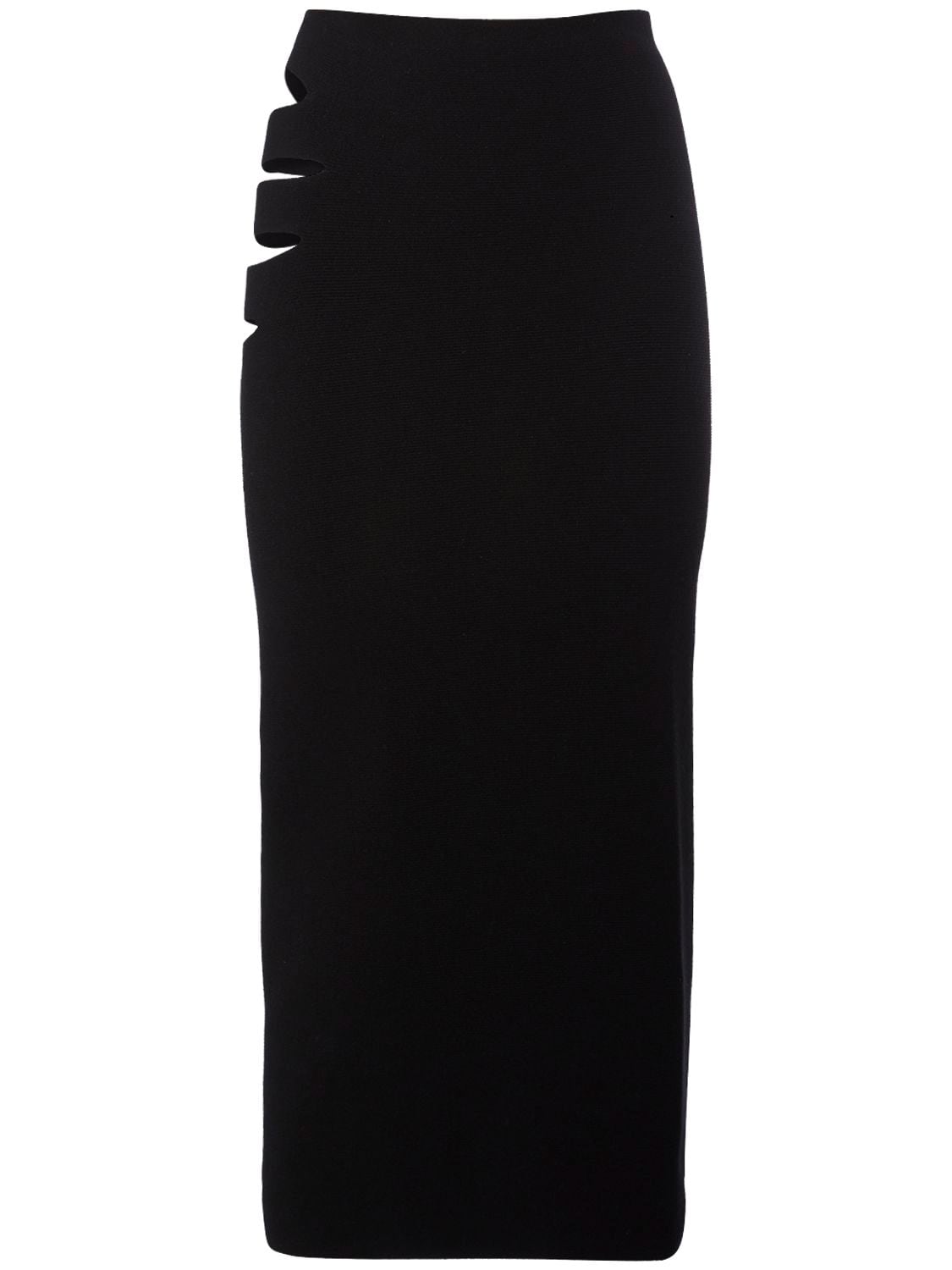 Alessandro Vigilante Viscose Blend Knit Midi Skirt In Black