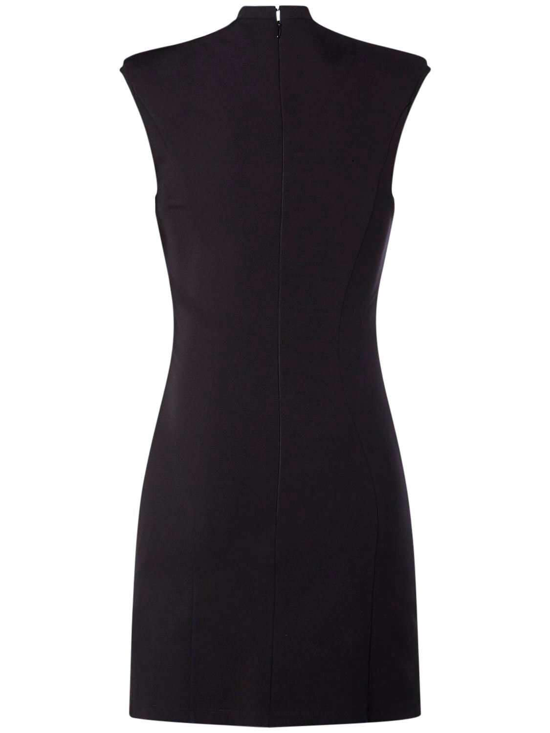 Shop Alessandro Vigilante Sleeveless V Neck Jersey Mini Dress In Black