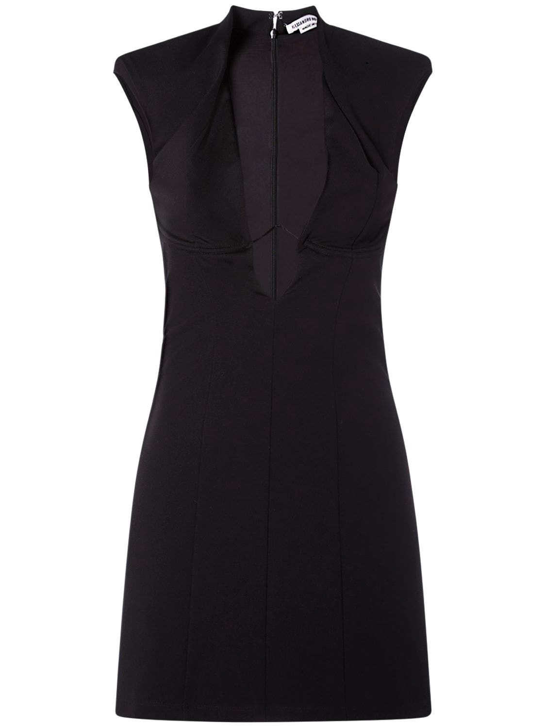 Alessandro Vigilante Sleeveless V Neck Jersey Mini Dress In Black