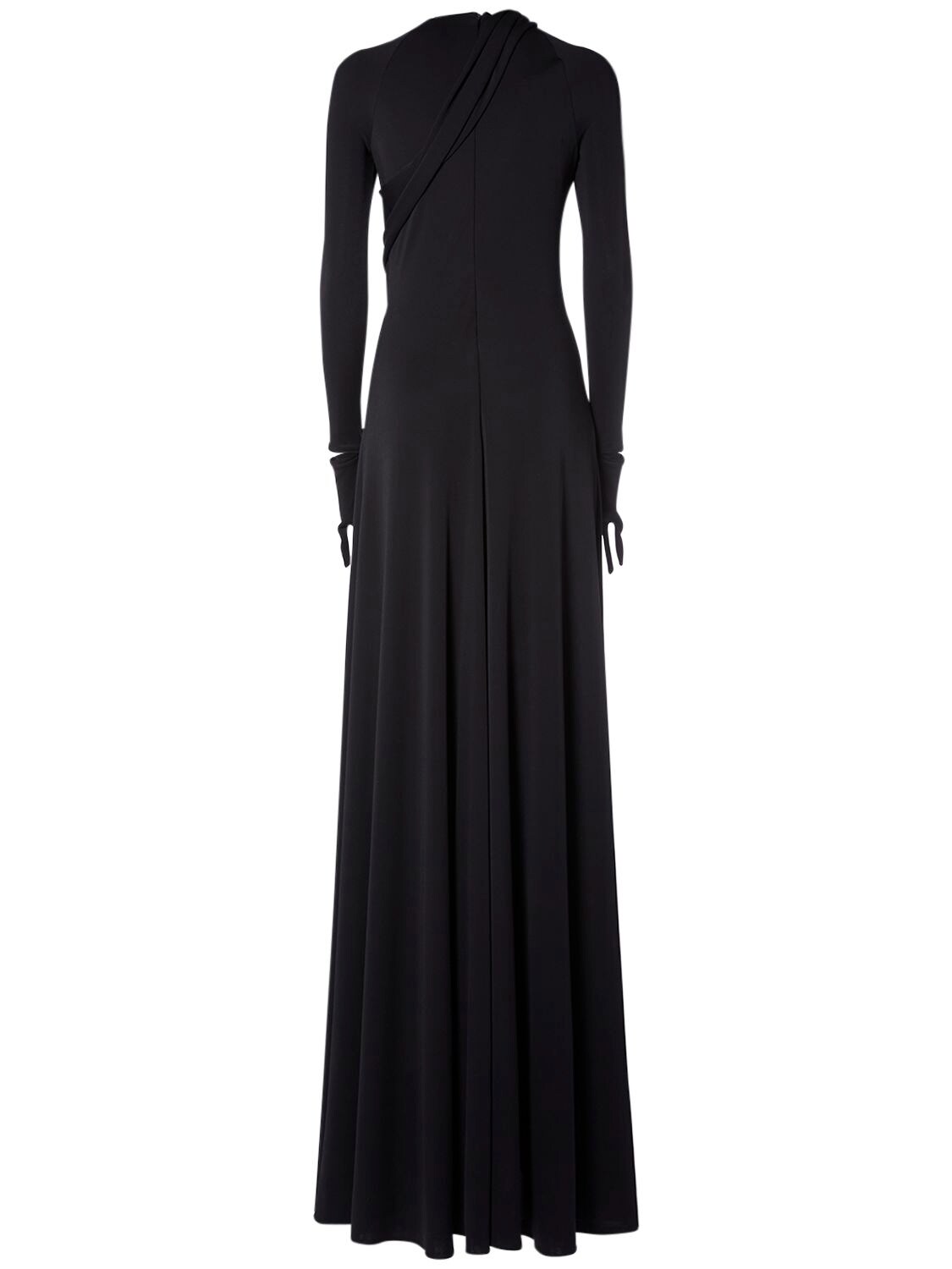 Shop Alessandro Vigilante Fluid Jersey Long Sleeve Long Dress In Black