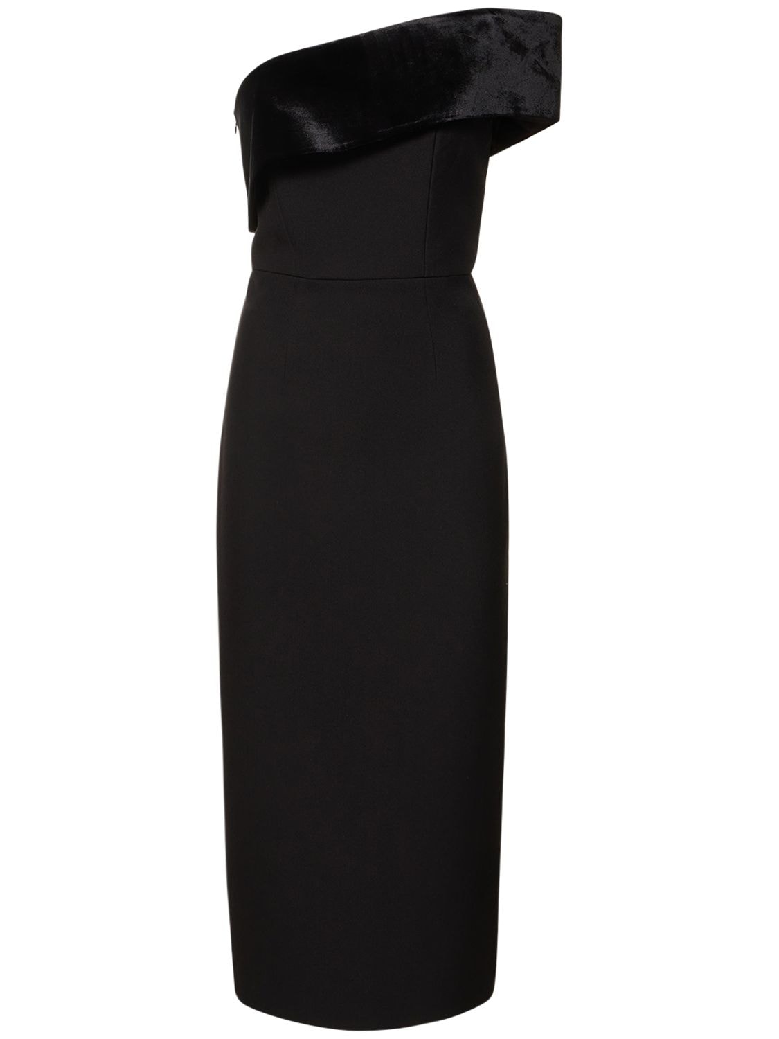 Image of Asymmetric Stretch Cady Midi Dress
