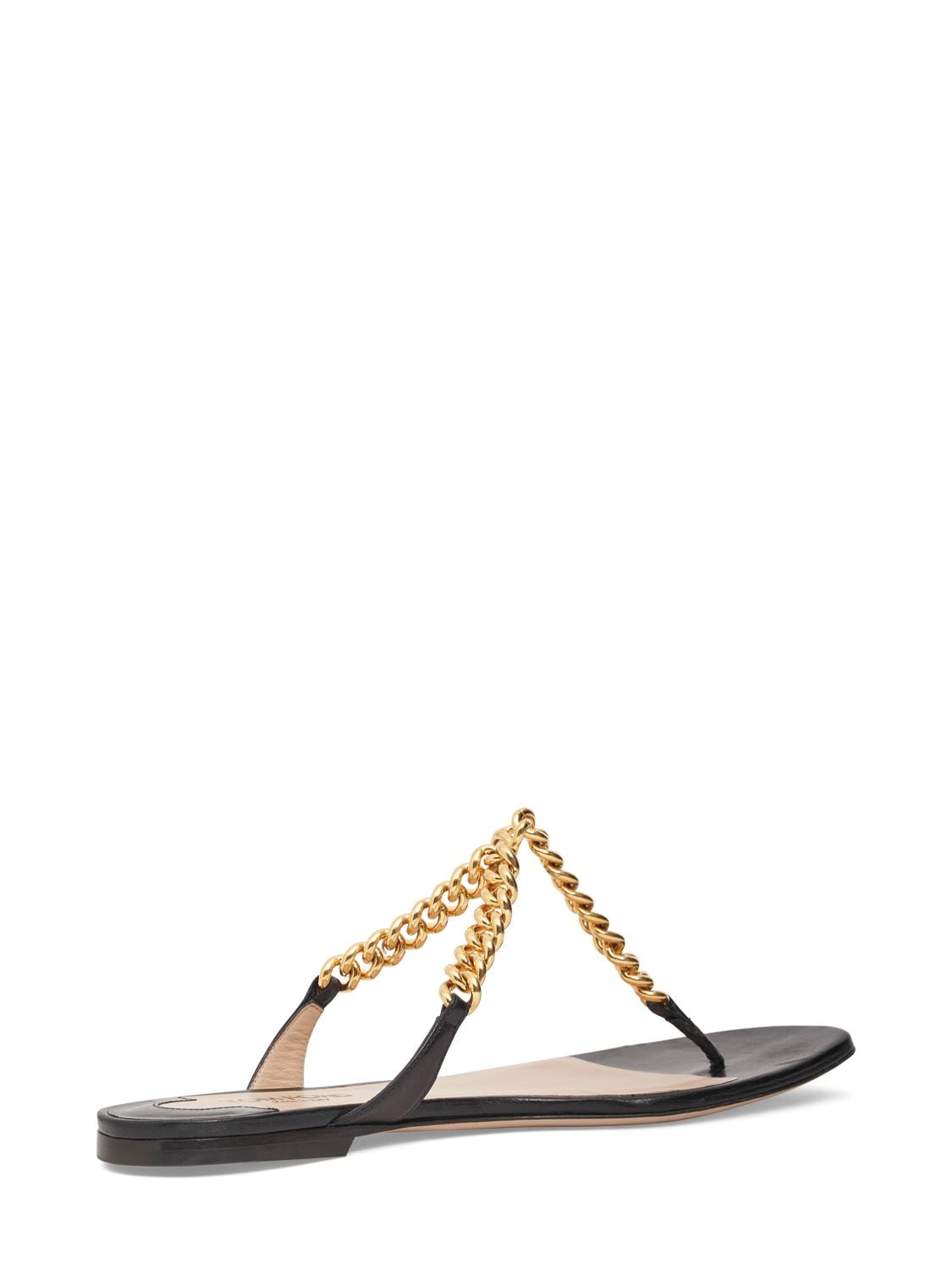 Shop Tom Ford 10mm Zenith Leather & Chain Flat Sandals In Black