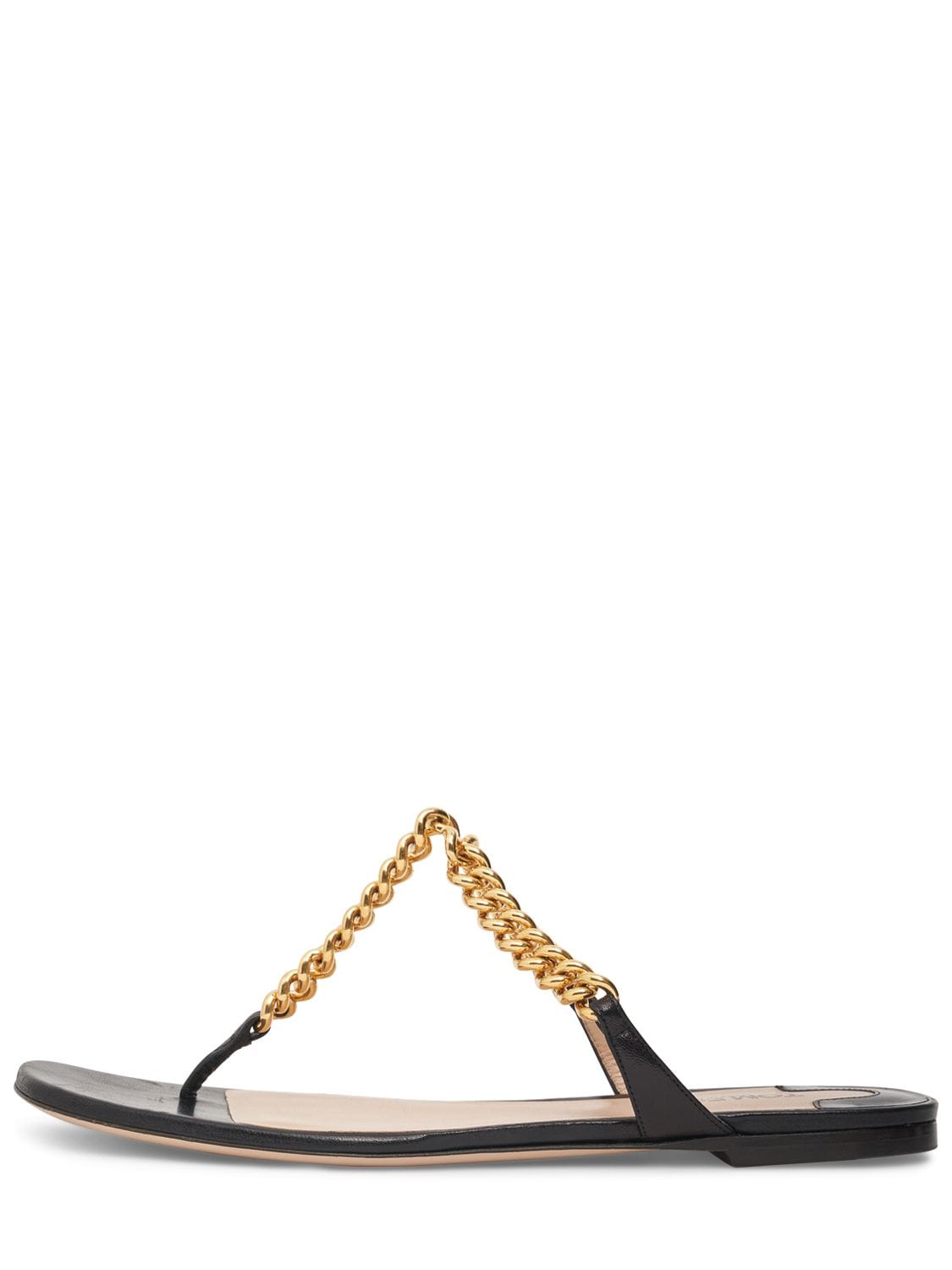Tom Ford 10mm Zenith Leather & Chain Flat Sandals In Black