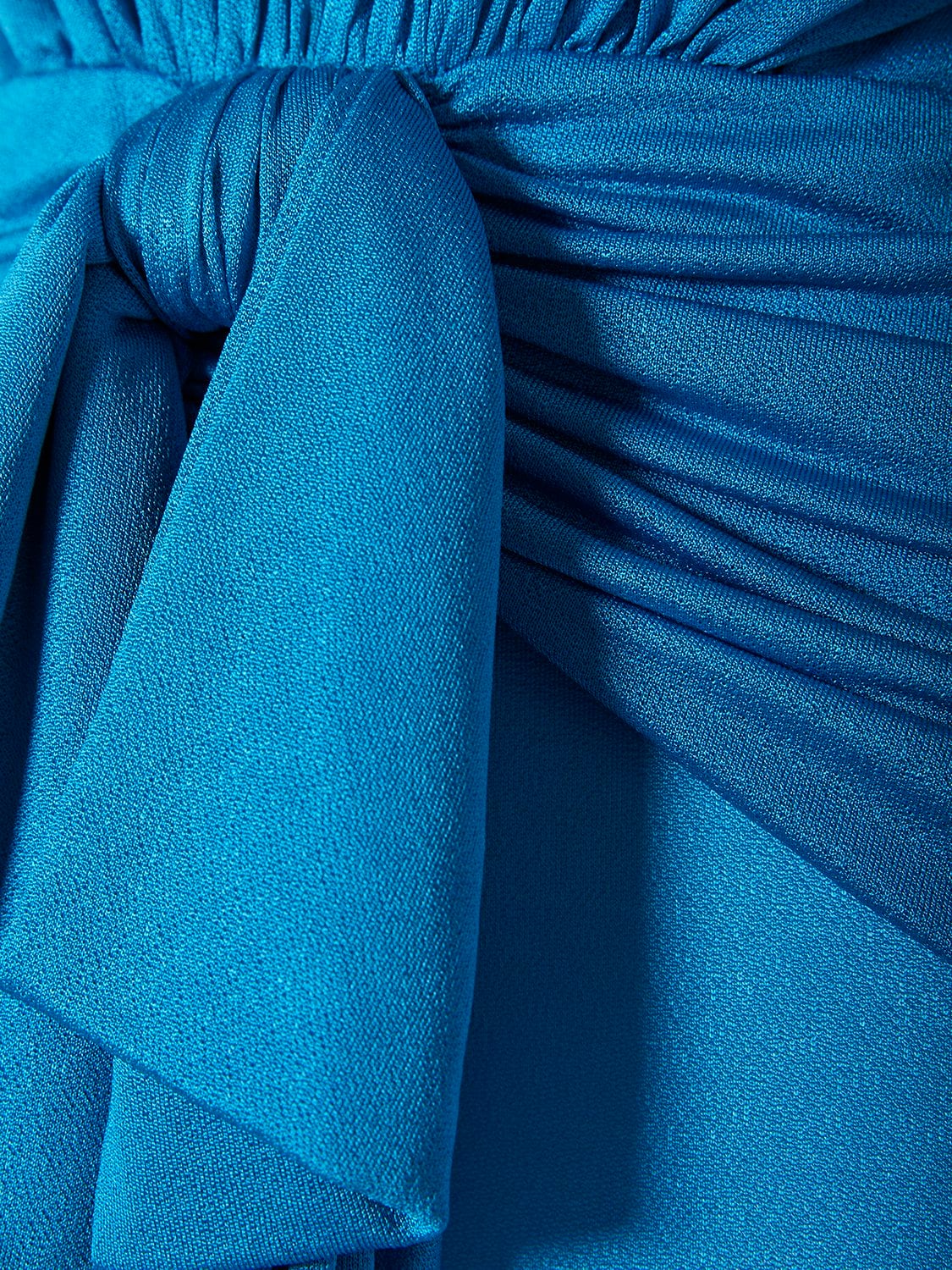 Shop Blumarine Draped Viscose Long Halter Dress In Blue
