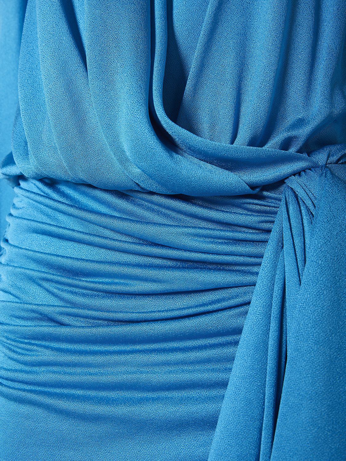 Shop Blumarine Draped Viscose Jersey Mini Dress W/bow In Blue
