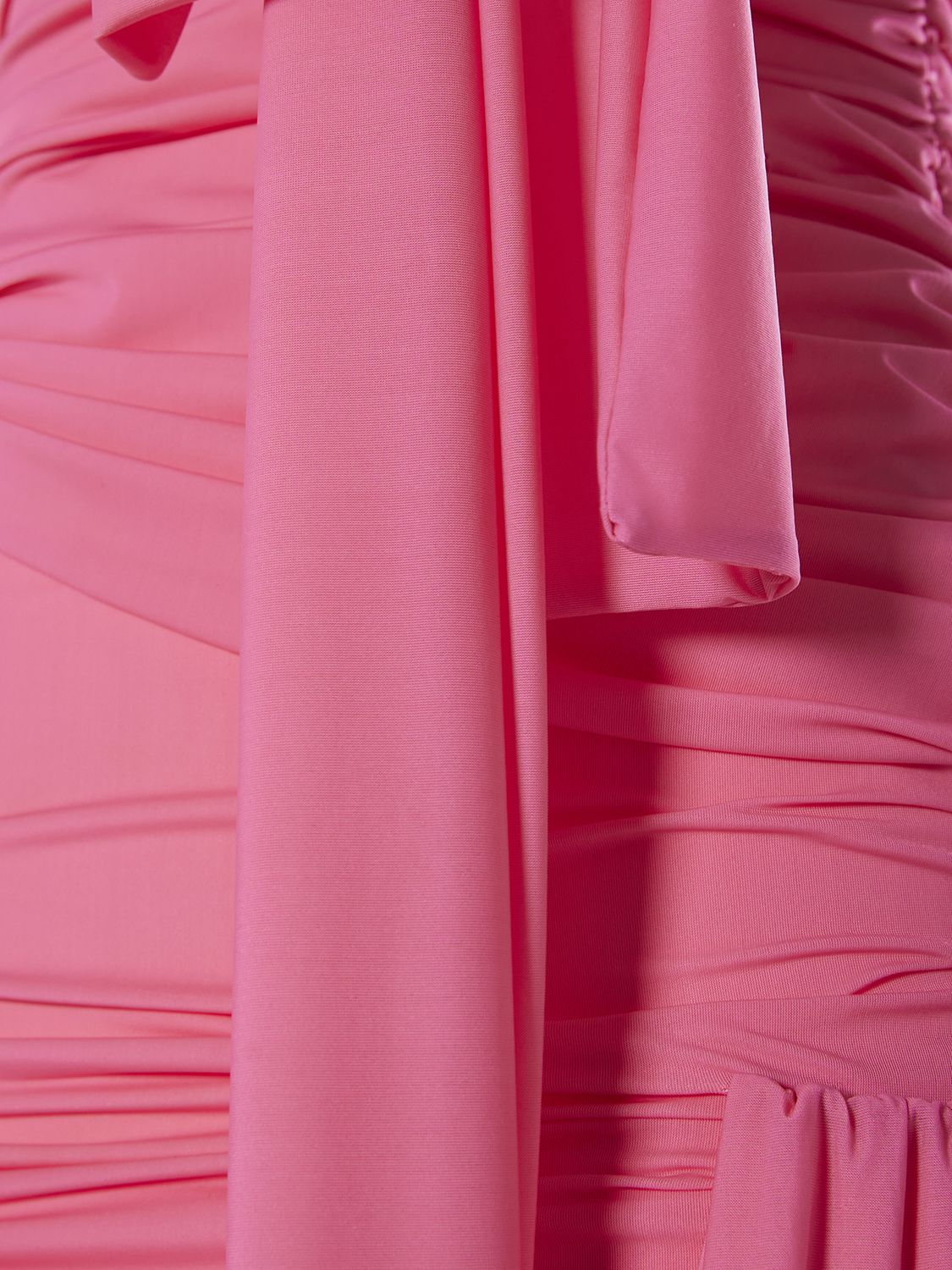 Shop Blumarine Draped Tech Jersey Mini Dress W/bows In Pink