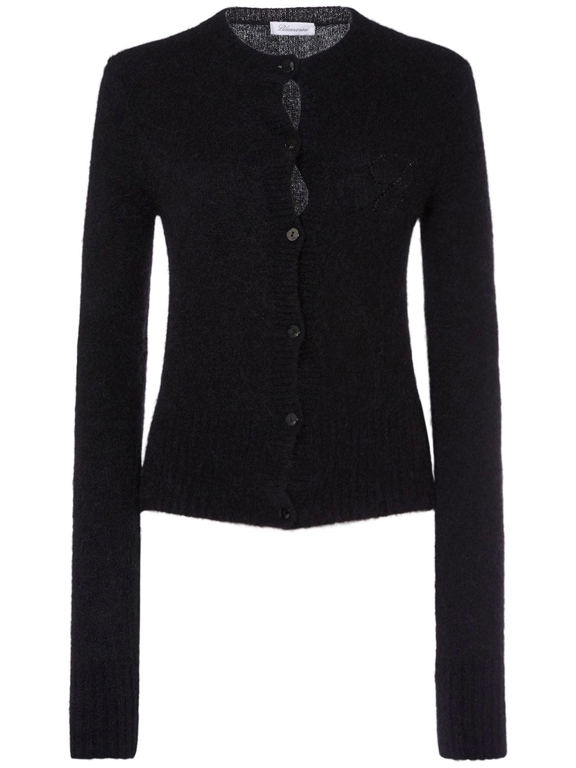 Blumarine Alpaca Blend Knit Top & Cardigan In Black