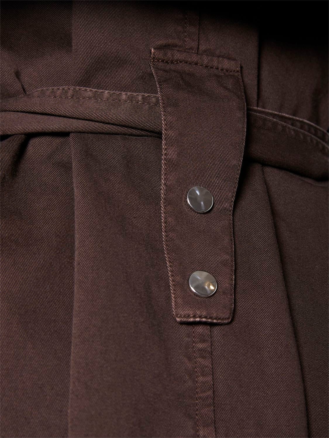Shop Blumarine Cotton Gabardine Belted Trench Coat In Dark Brown